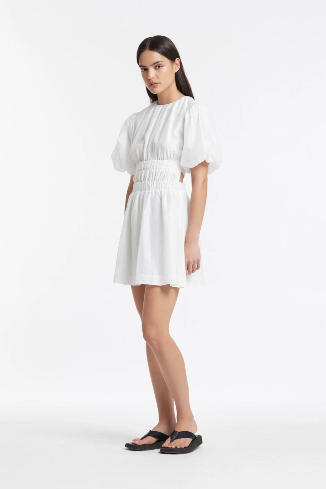 New SIR. The Label White Organic Linen Open Back Mini Dress Size L image 4