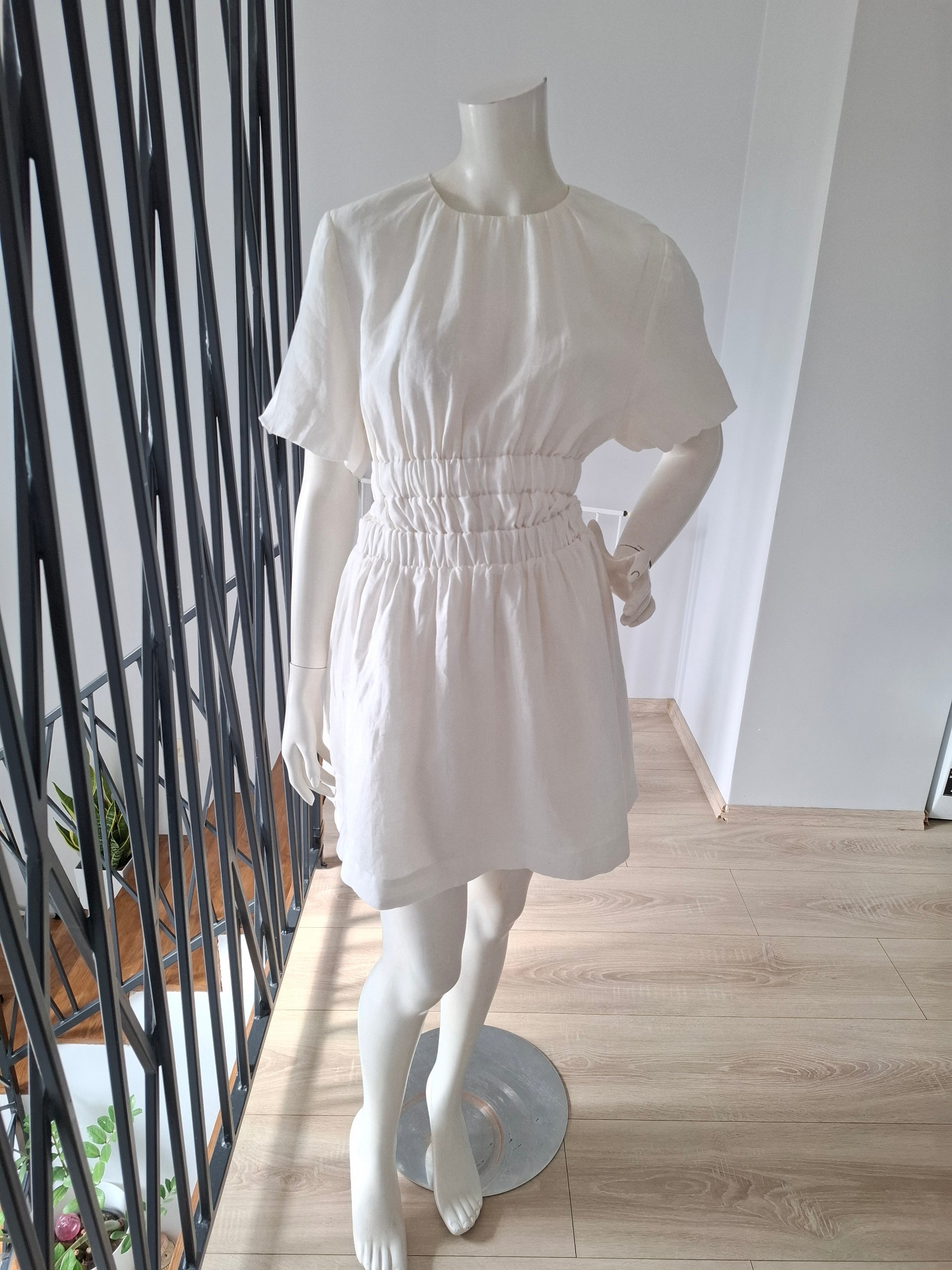 New SIR. The Label White Organic Linen Open Back Mini Dress Size L image 10