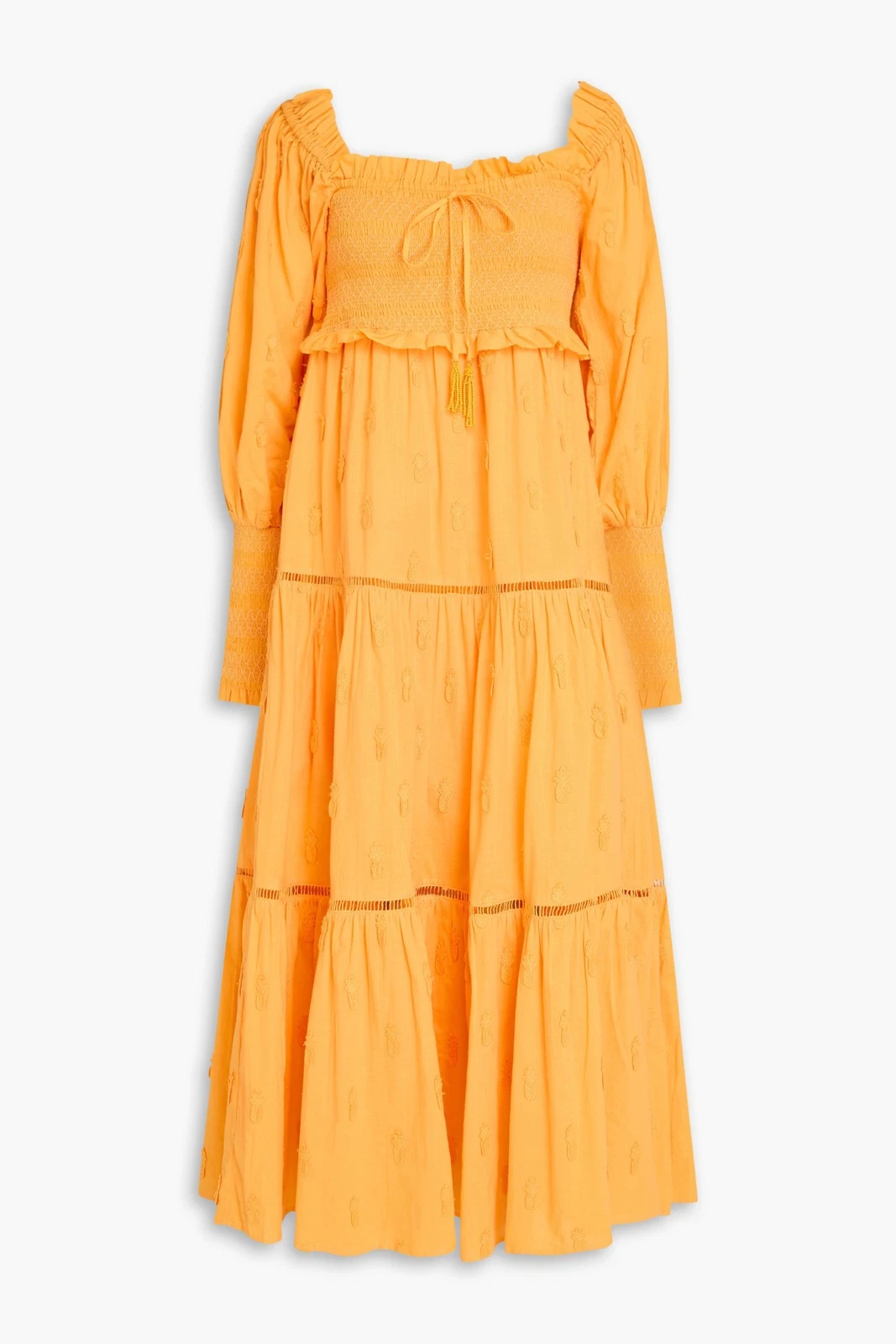 New FARM Rio Yellow 3D Pineapple Midi Dress Size S image 2