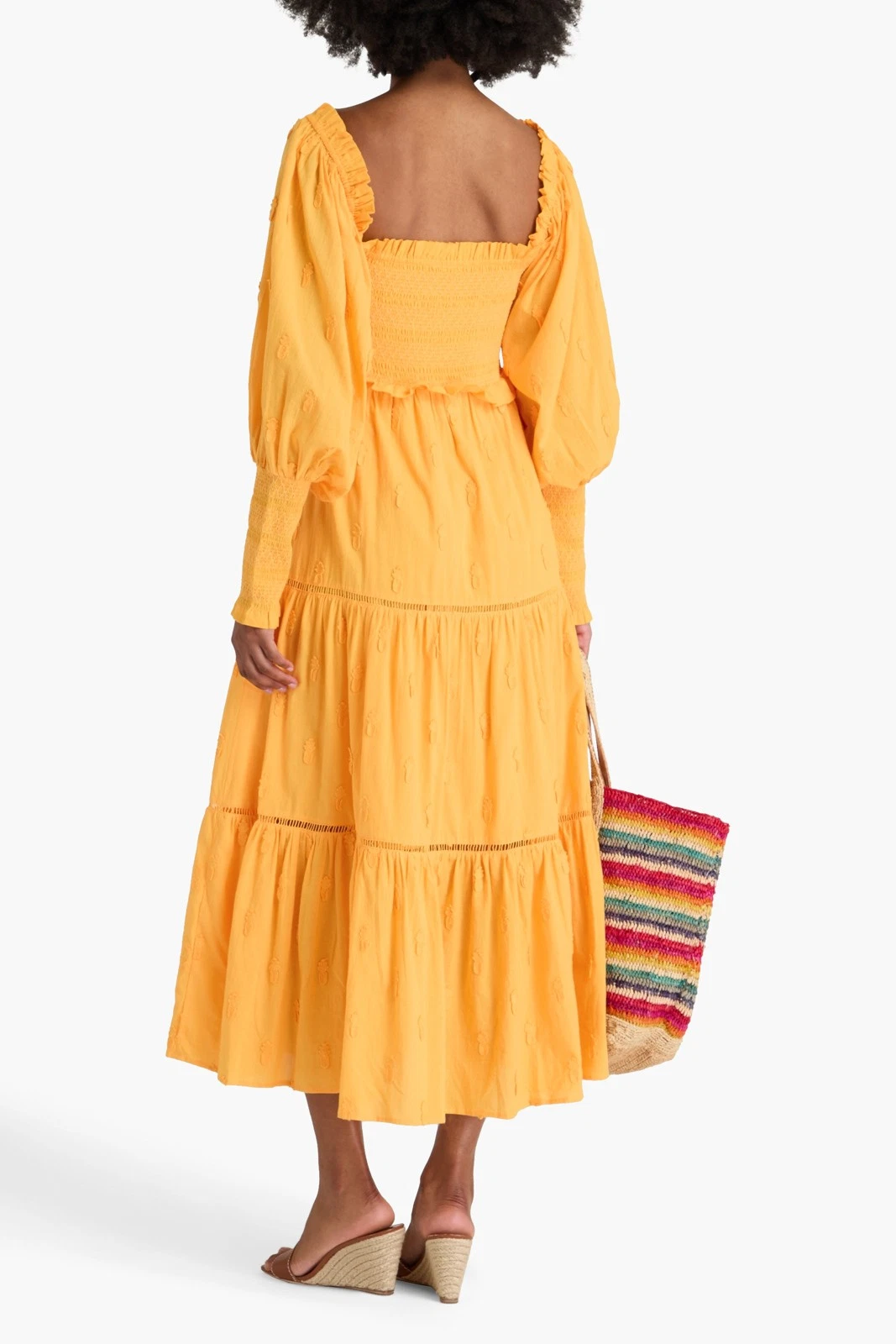 New FARM Rio Yellow 3D Pineapple Midi Dress Size S image 5