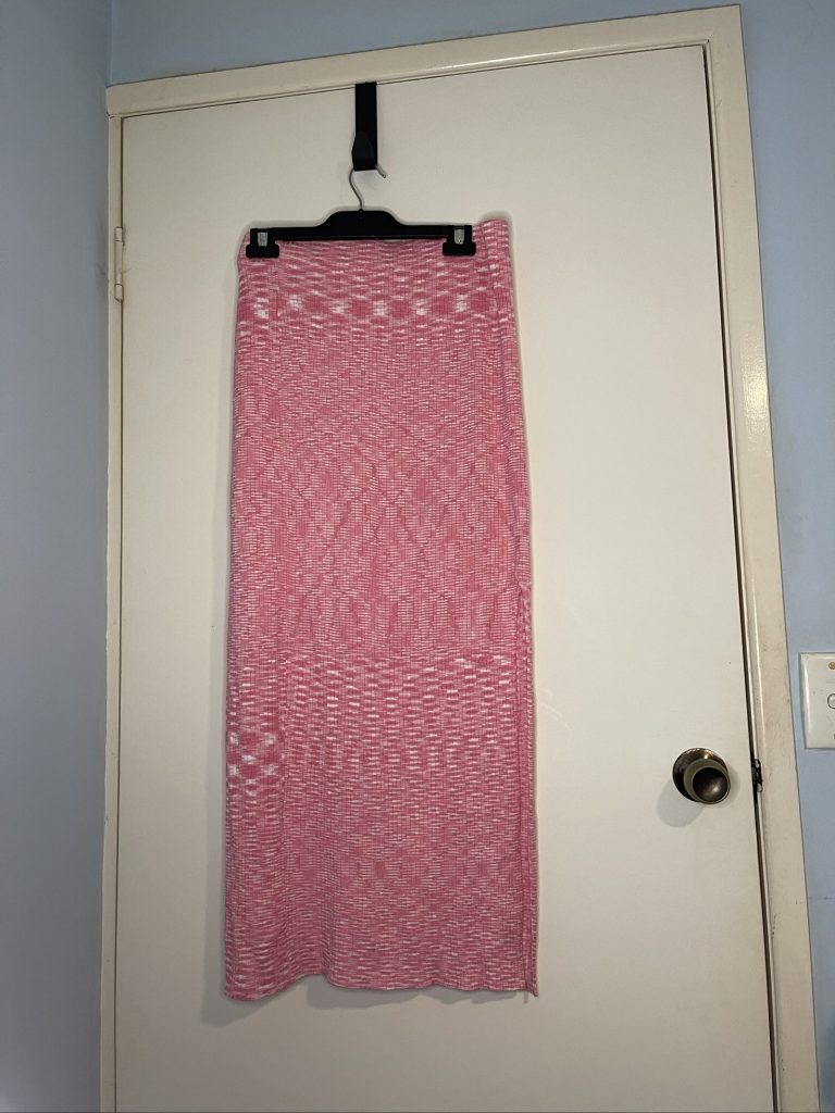 Unbranded Pink & White Knit Maxi Skirt Large with Side Slits