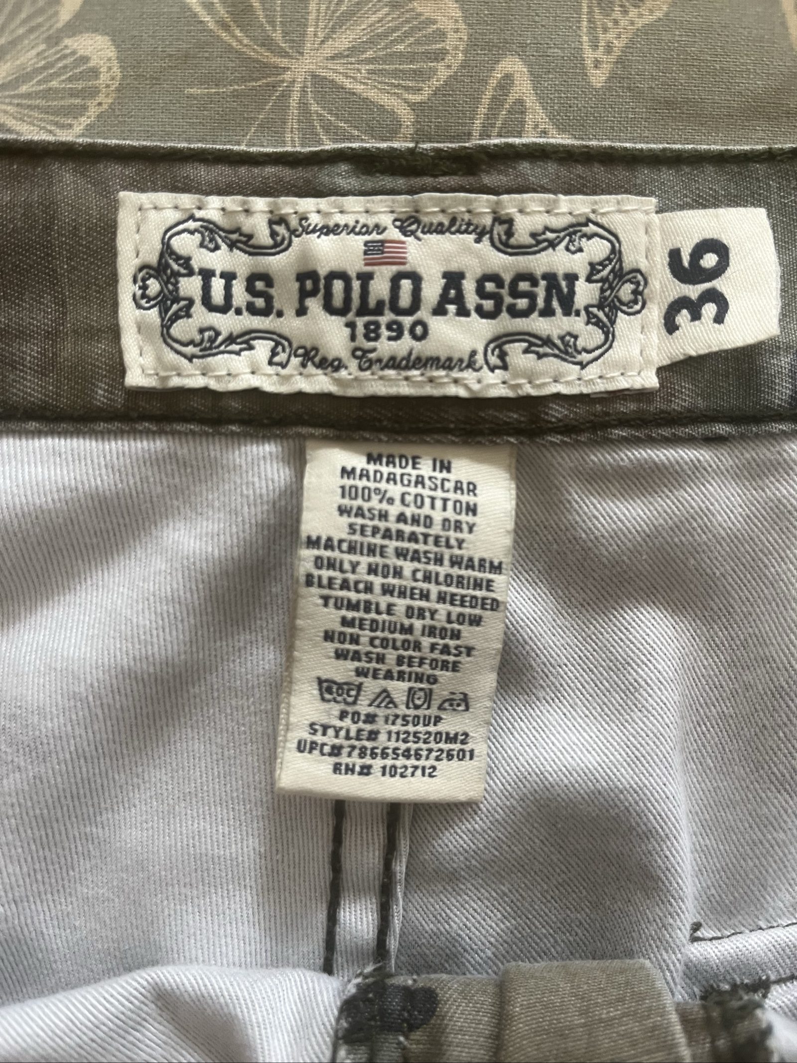 U.S. Polo Assn. Men's Green Camouflage Cargo Shorts 36 image 6