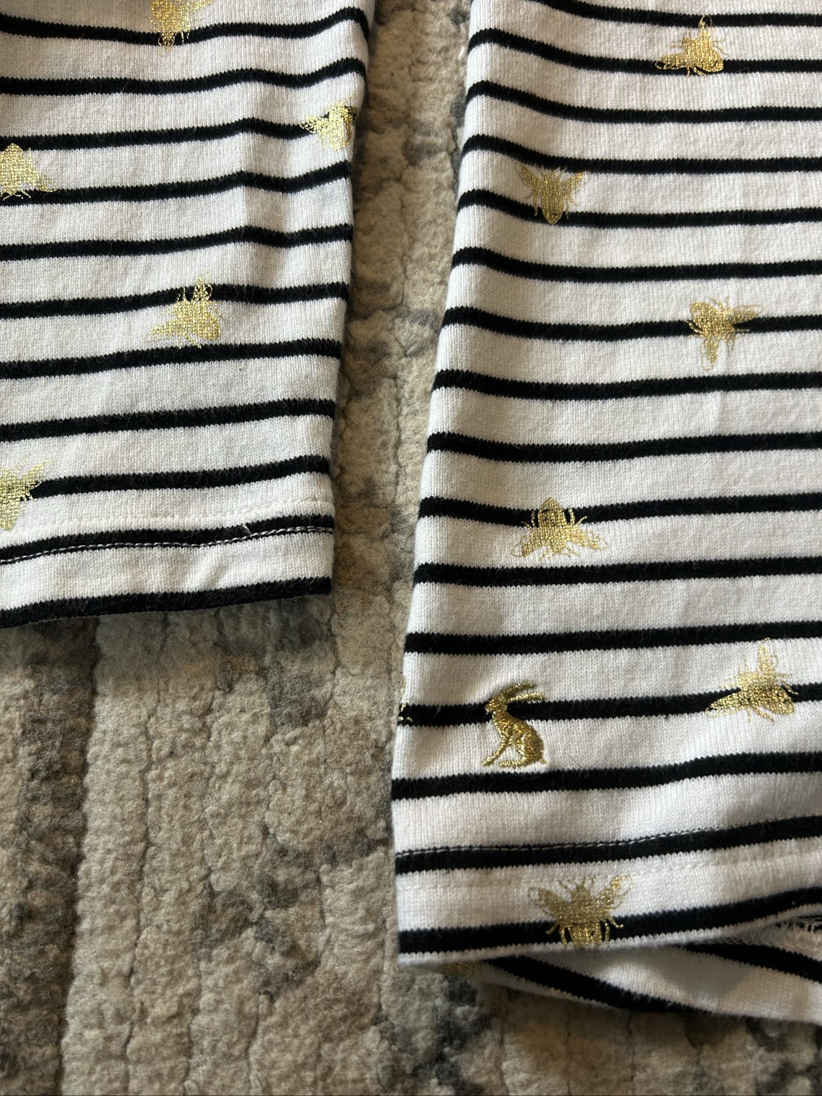 Joules Women's White & Black Striped Bee Print Top UK 10 image 4