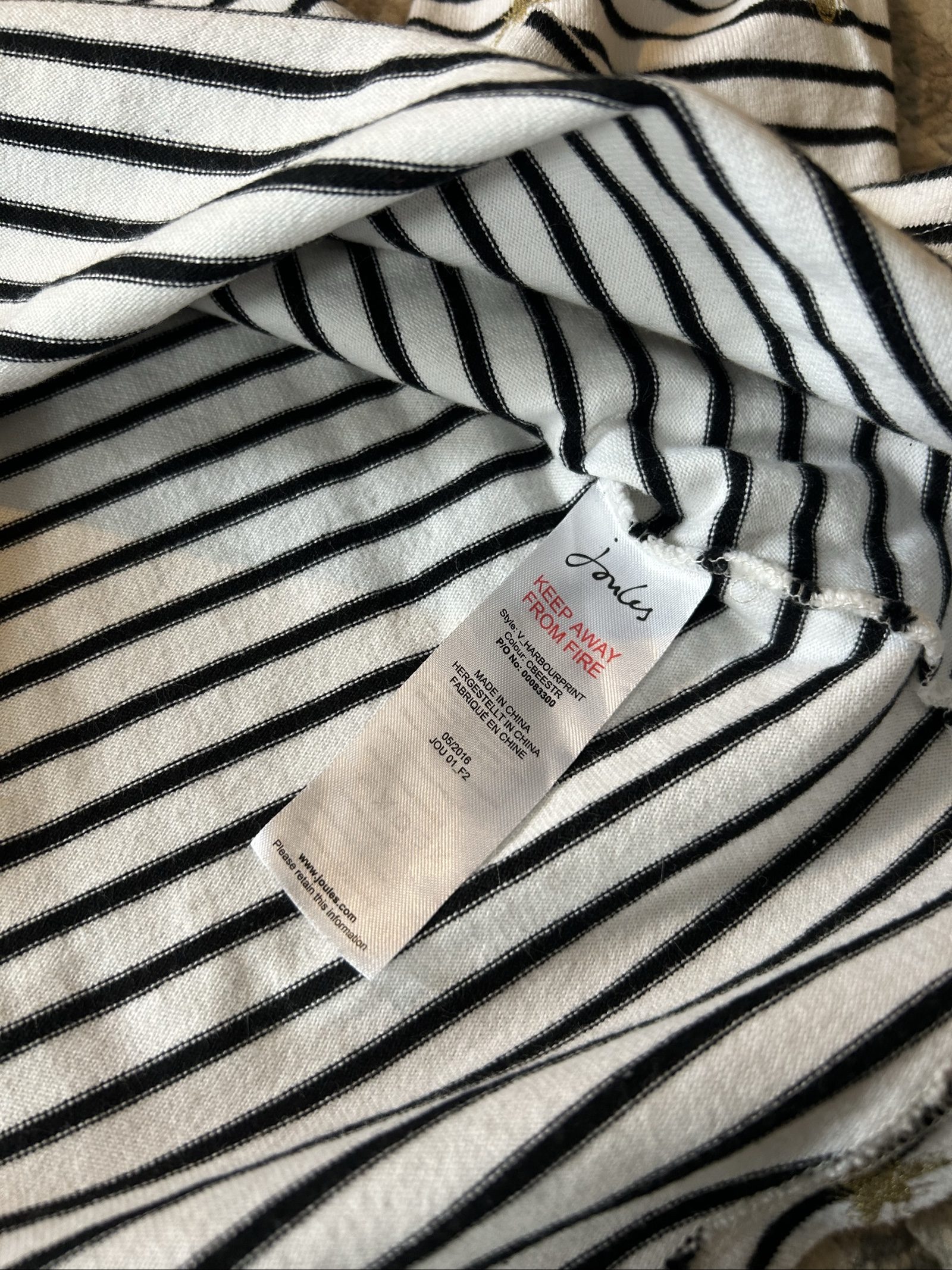 Joules Women's White & Black Striped Bee Print Top UK 10 image 5