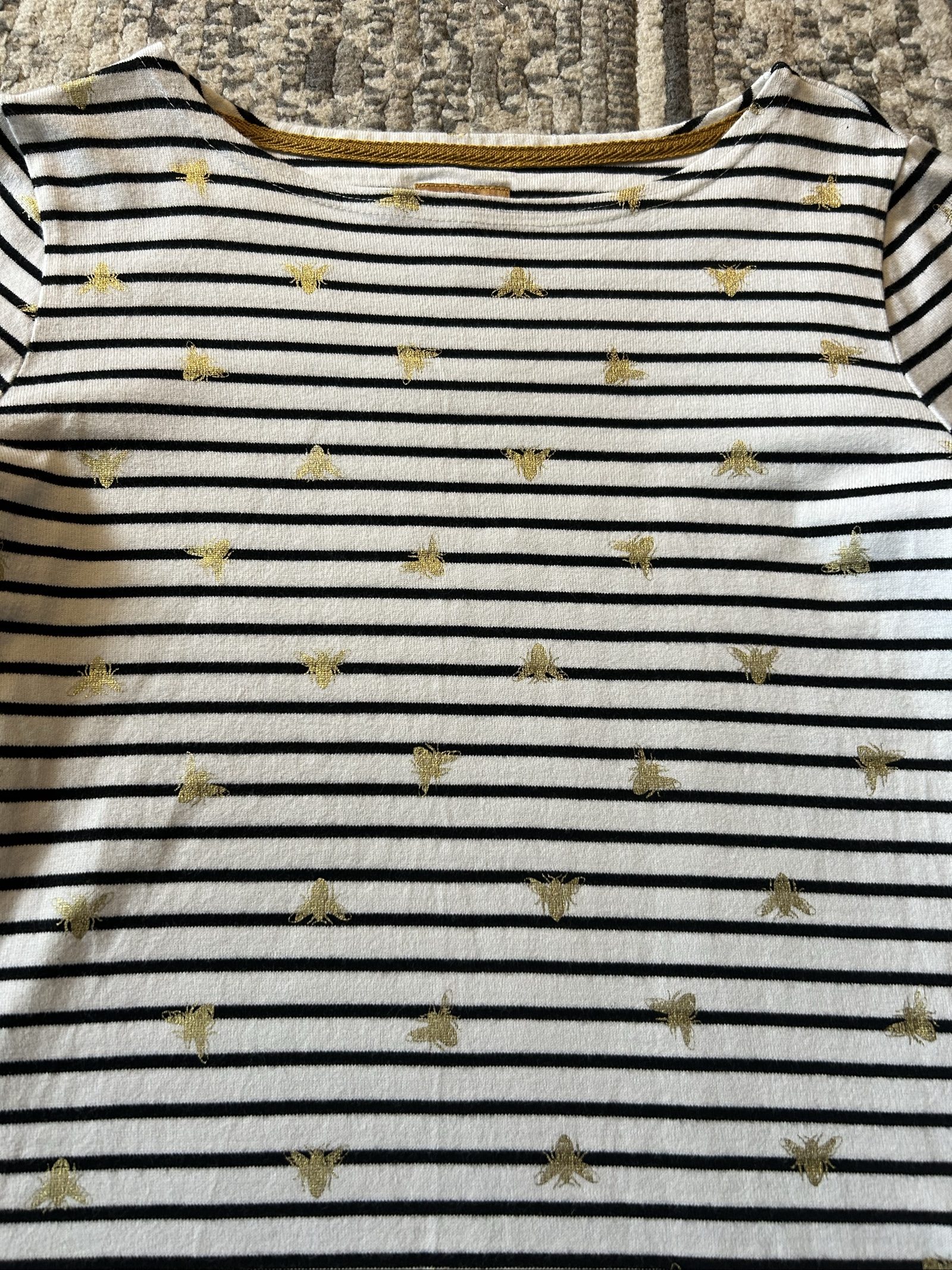 Joules Women's White & Black Striped Bee Print Top UK 10 image 2