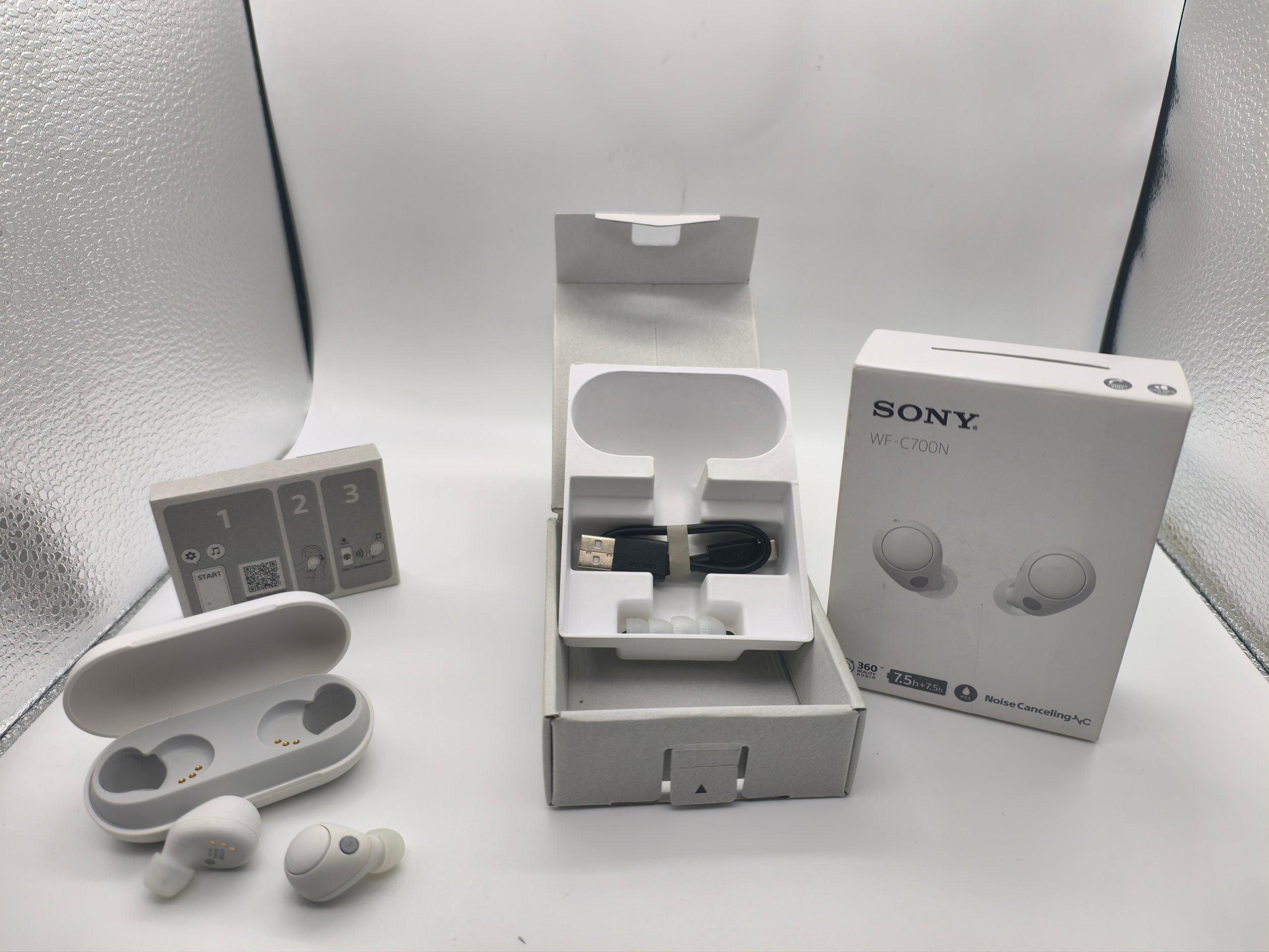 Cuffie Sony WF-C700N Noise Cancelling Bluetooth Wireless IPX4 Bianchi Completi Box image 3
