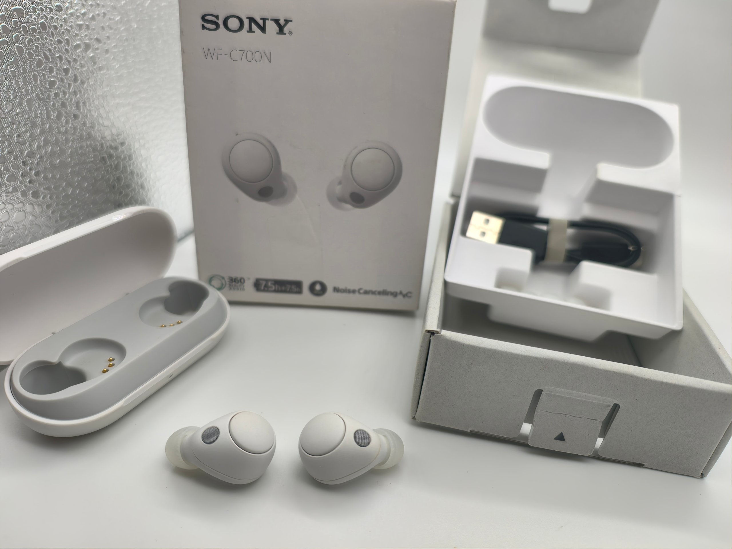 Cuffie Sony WF-C700N Noise Cancelling Bluetooth Wireless IPX4 Bianchi Completi Box