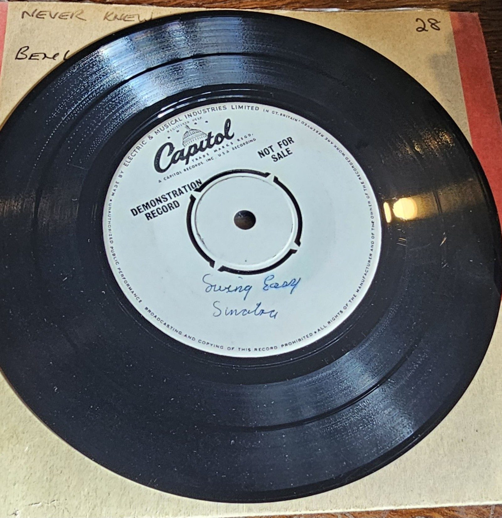Frank Sinatra Swing Easy PROMO Capitol 7" 28 Demo