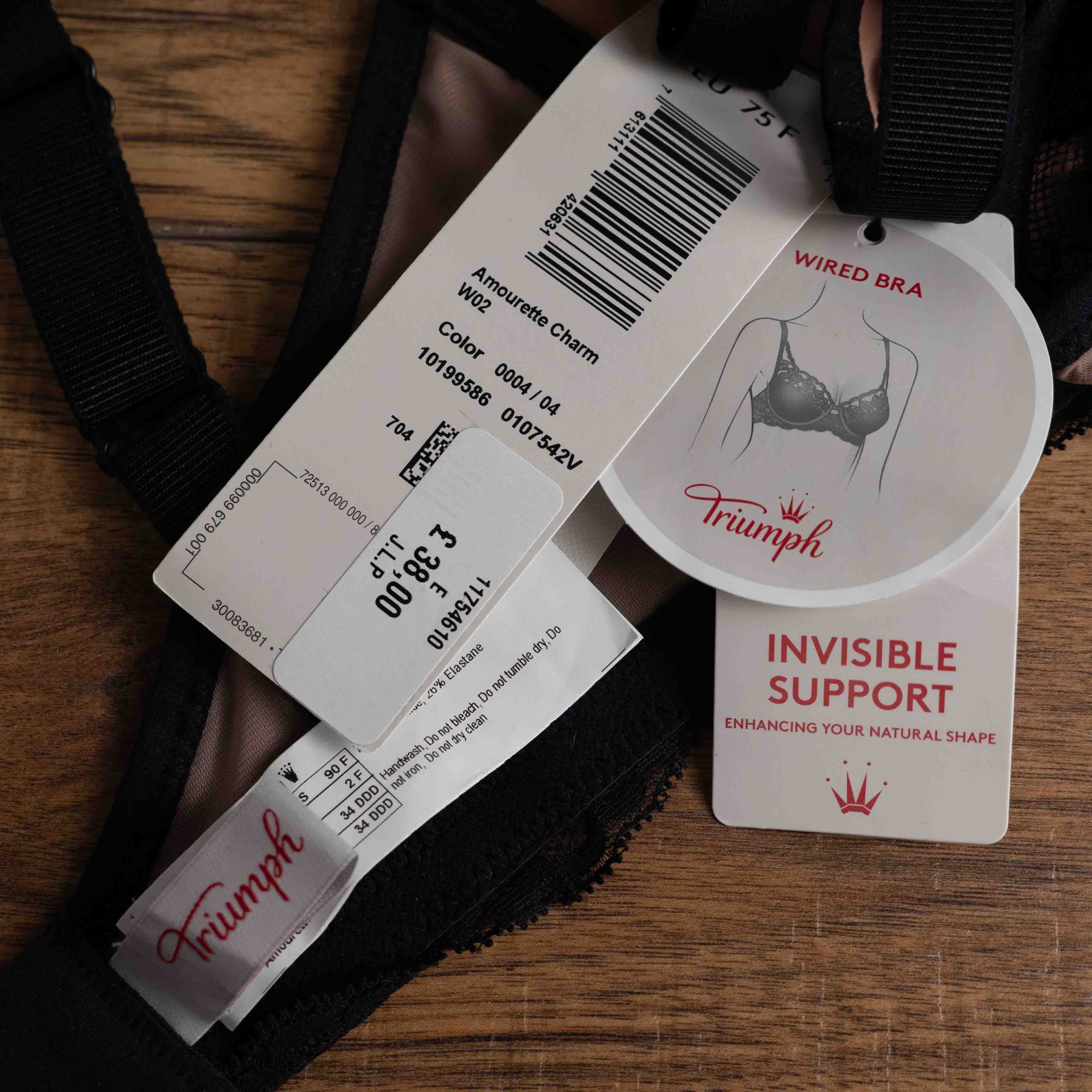 Triumph 34E Black Lace Bra NWT image 6