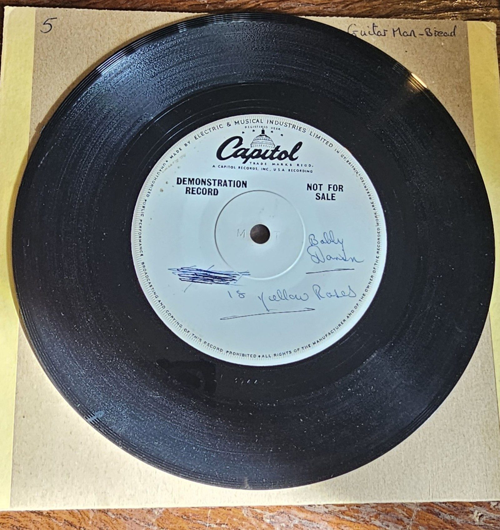 Bobby darin 18 Yellow Roses DEMO Capitol 7" Vinyl Single