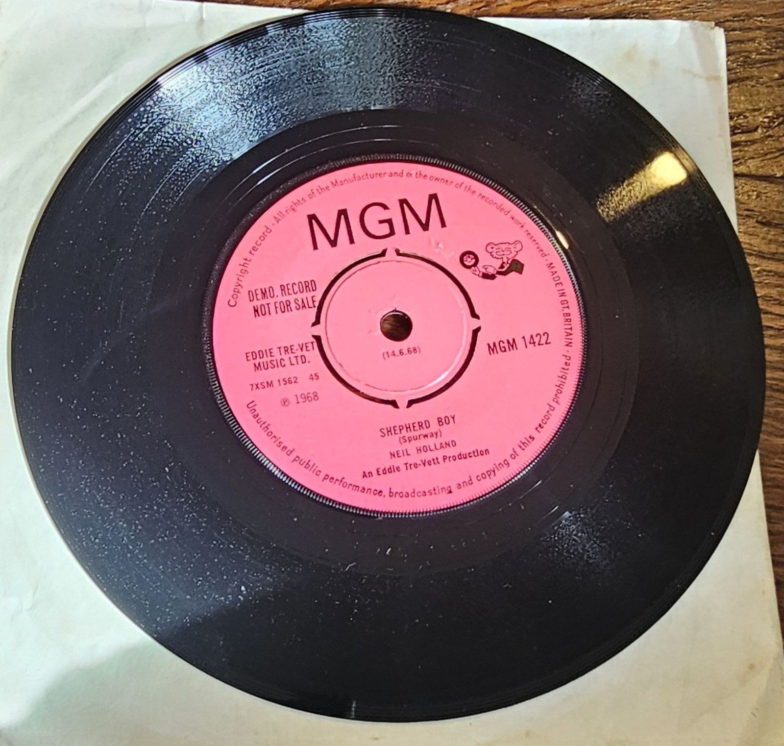 Neil Holland Mary PROMO MGM 1422 7" Demo NEAR MINT Sheppard boy PSYCH POP image 2