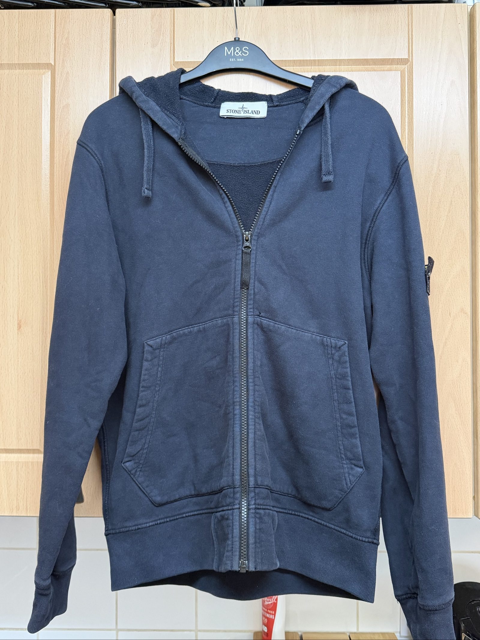 Stone Island Navy Blue Zip Hoodie