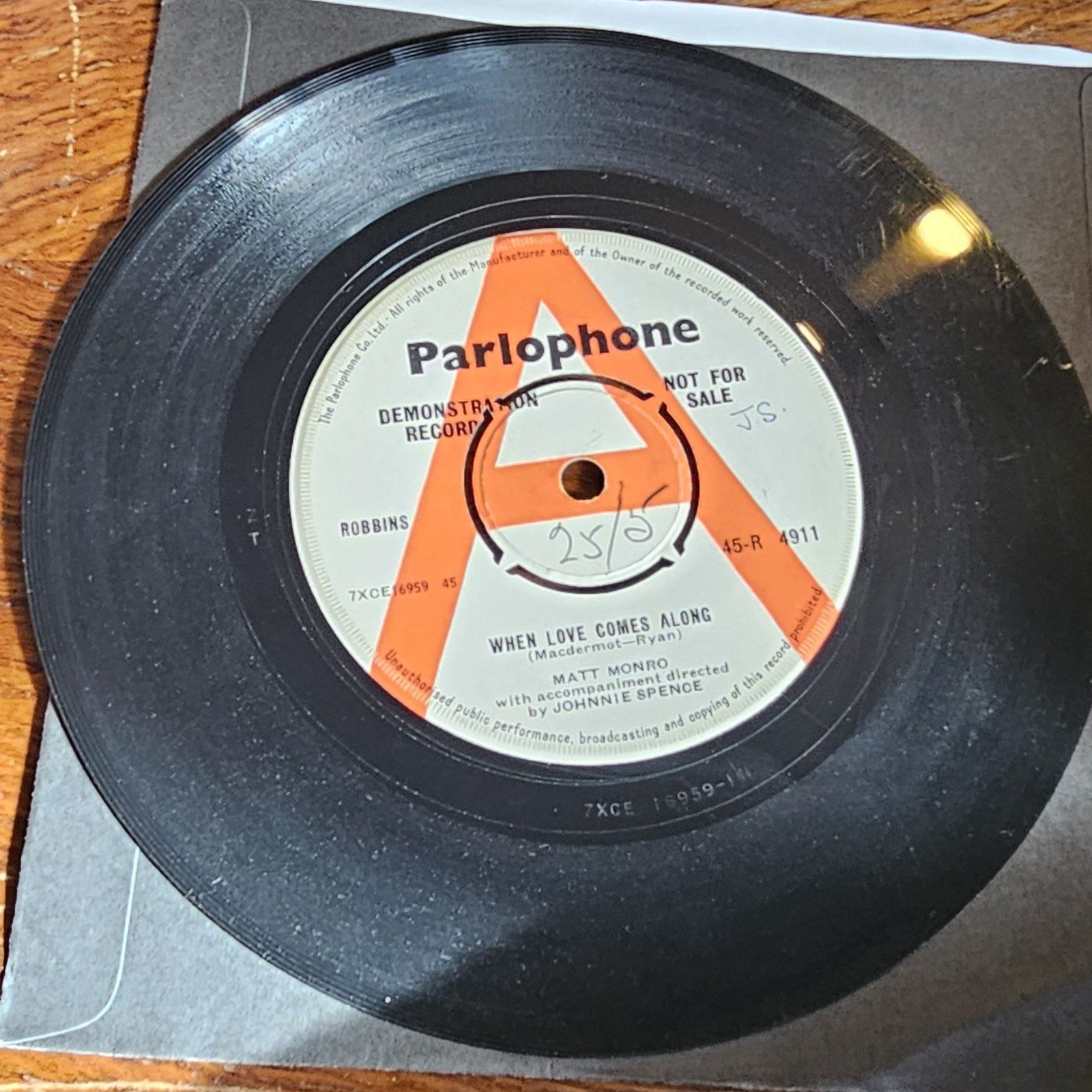 Matt Monro When Love Comes Along PROMO Parlophone 7XE 6959 7"