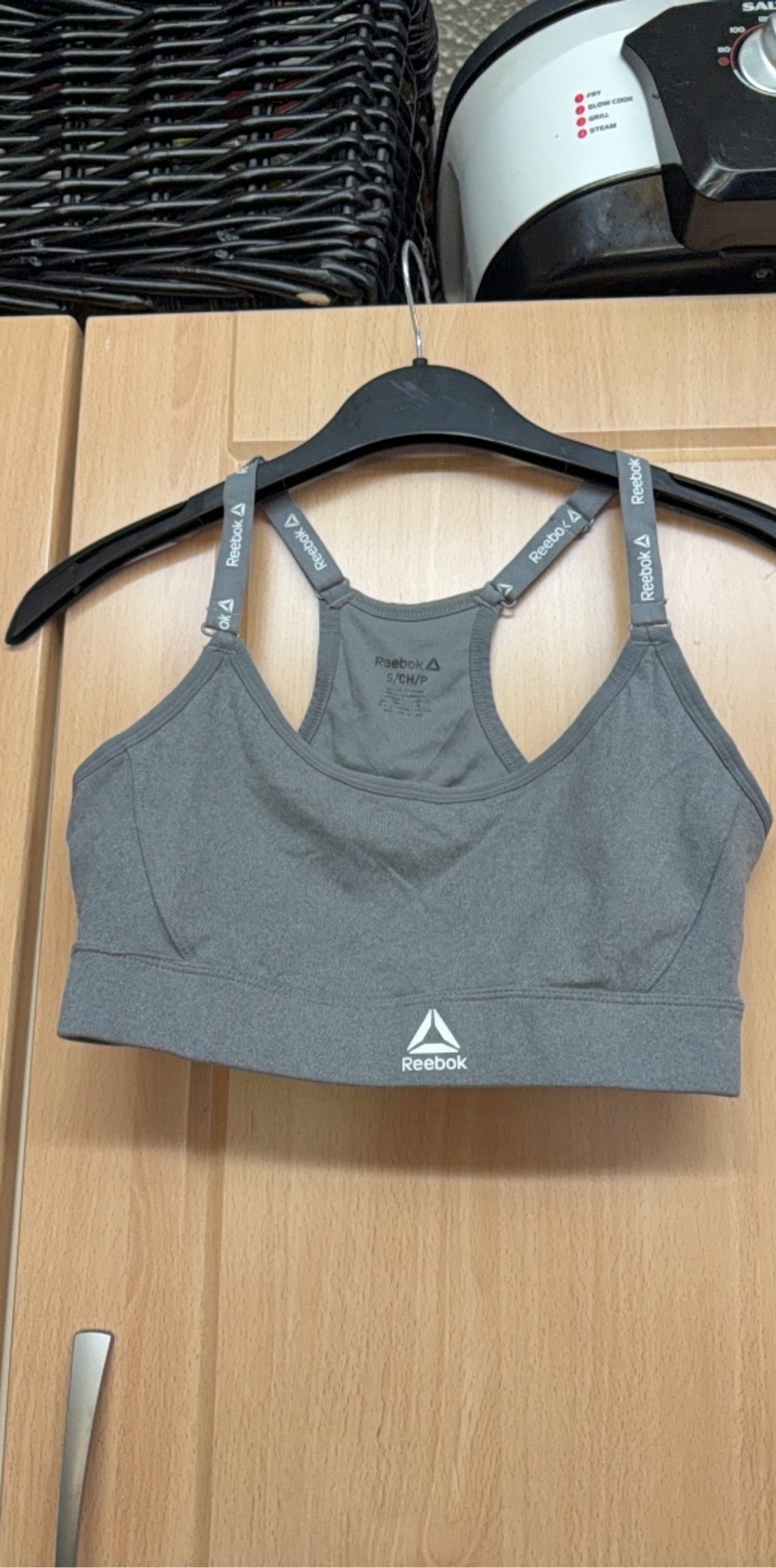 Reebok Grey Sports Bra Small Adjustable Straps