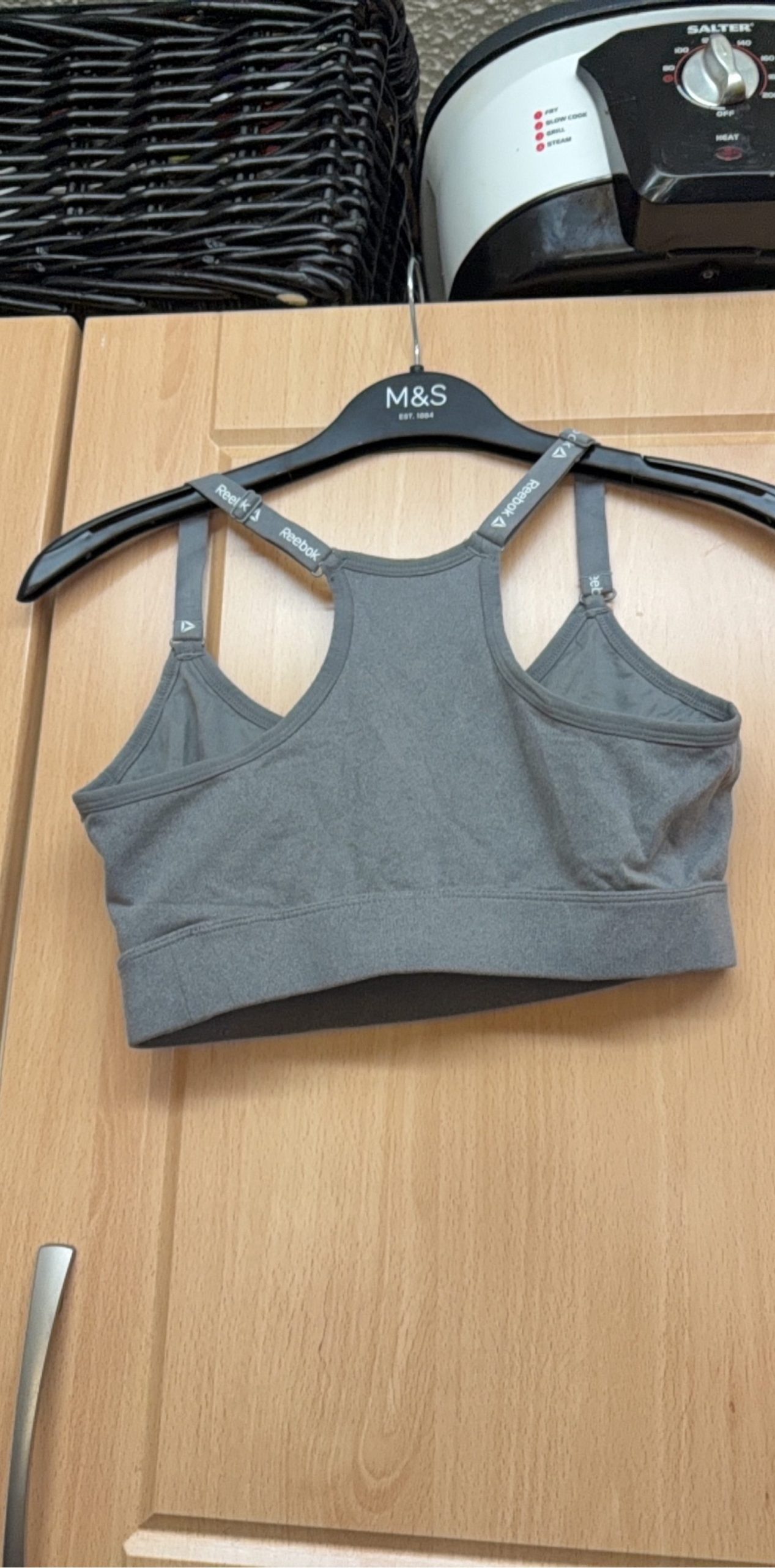 Reebok Grey Sports Bra Small Adjustable Straps image 2
