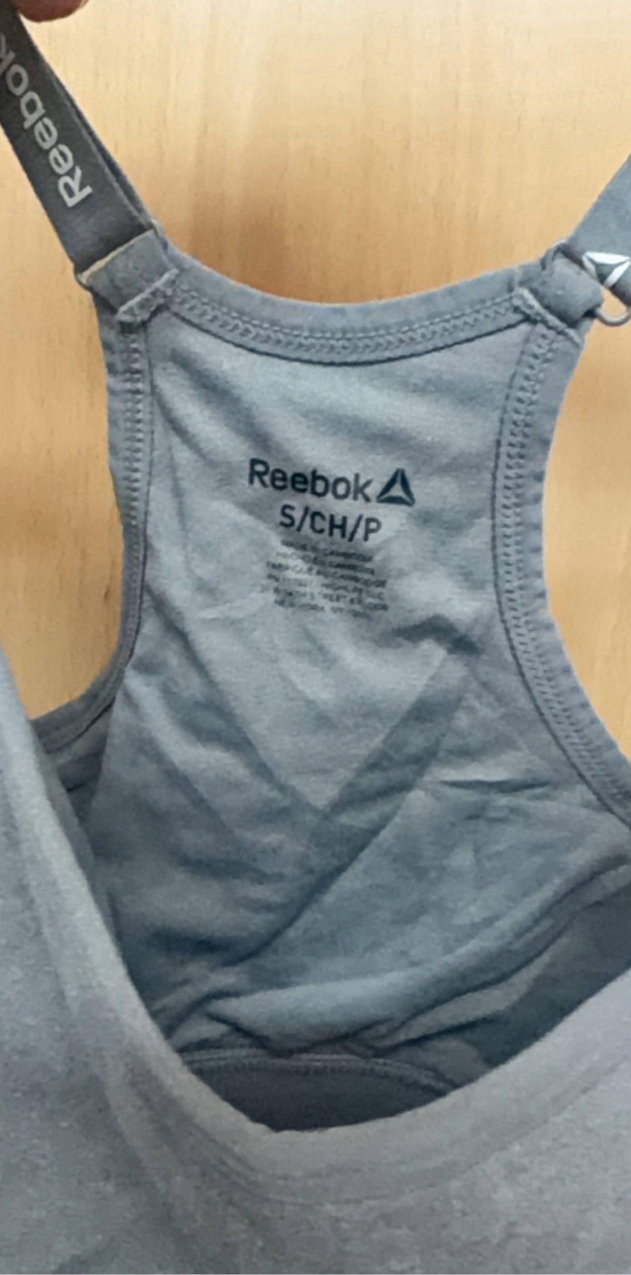 Reebok Grey Sports Bra Small Adjustable Straps image 3