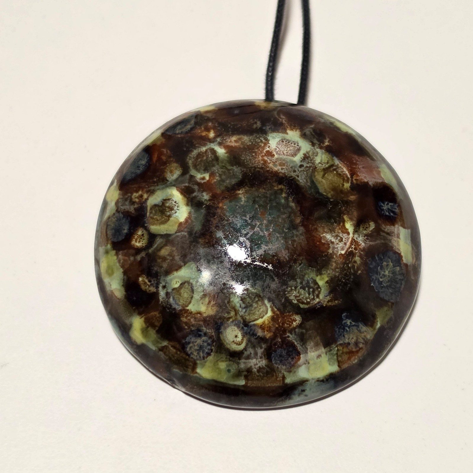 Handmade Brown & Green Ceramic Pendant Necklace .b9 image 2