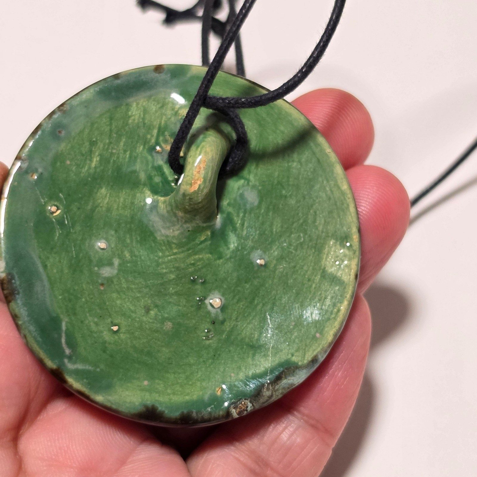 Handmade Brown & Green Ceramic Pendant Necklace .b9 image 3