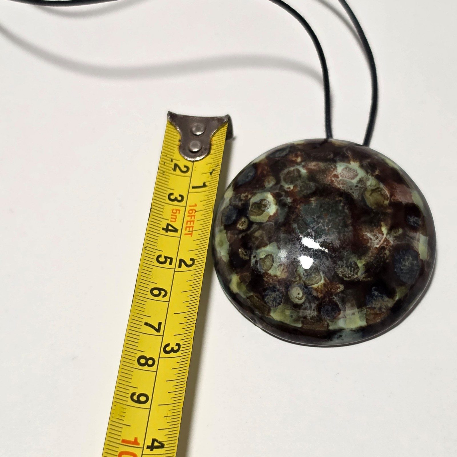 Handmade Brown & Green Ceramic Pendant Necklace .b9 image 5