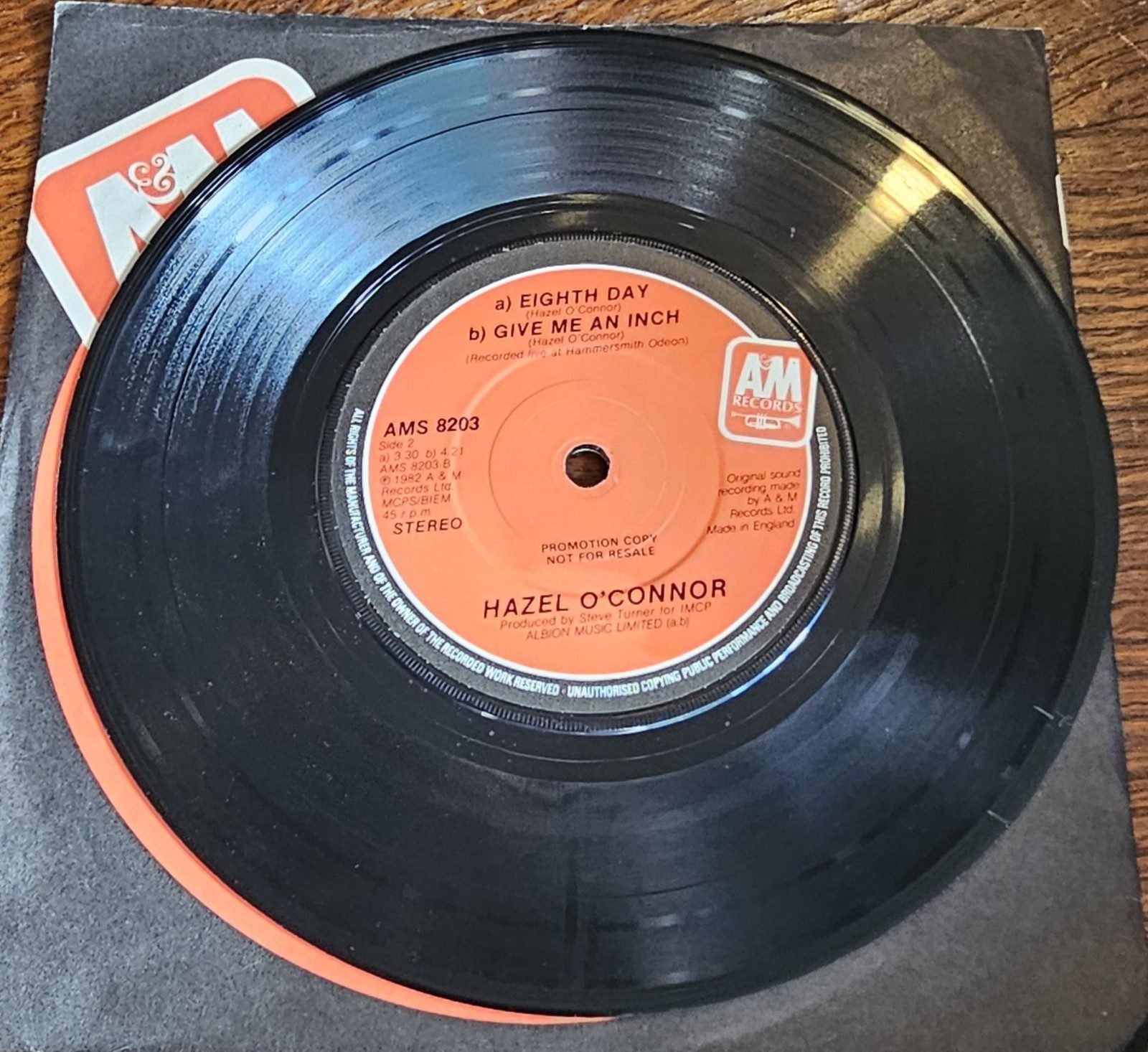 Hazel O'Connor Calls The Tune PROMO A&M AMS 8203 7" image 2