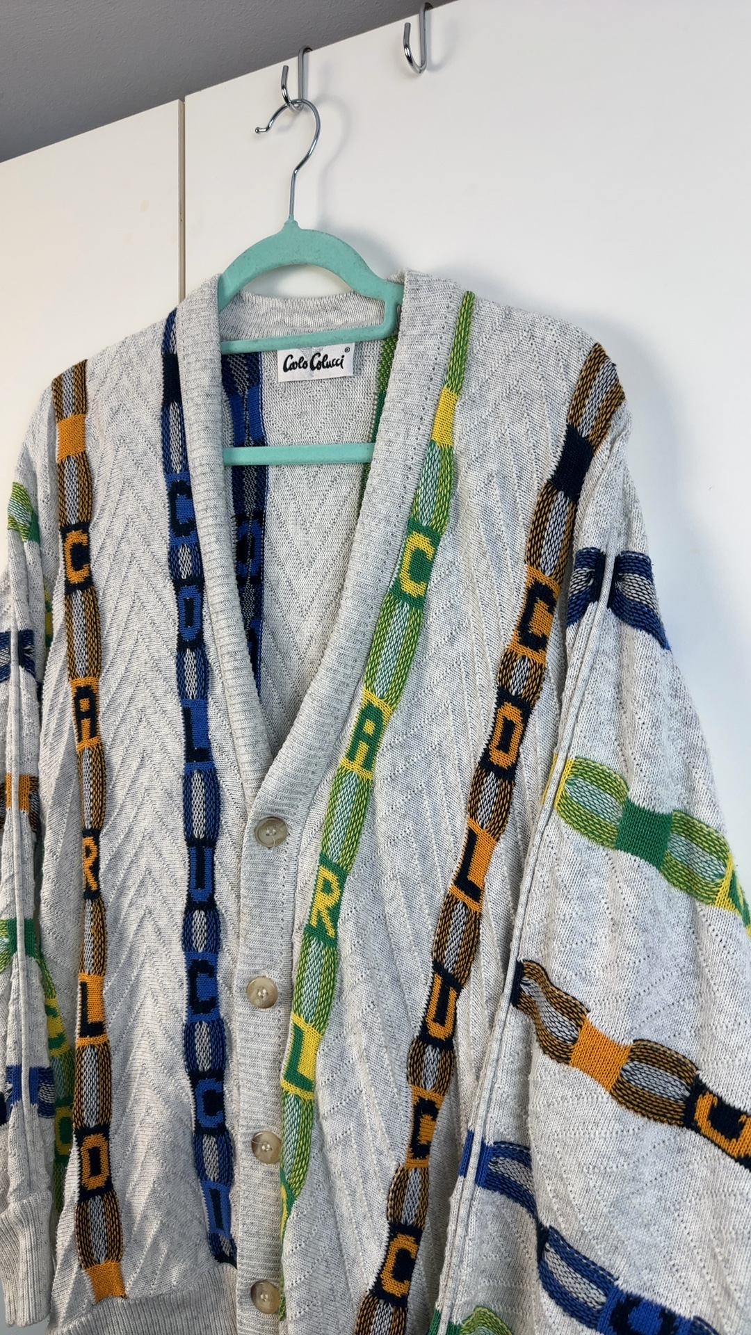 Carlo Colucci Vintage Strickjacke XL | Coogi Style Cardigan 90s image 2