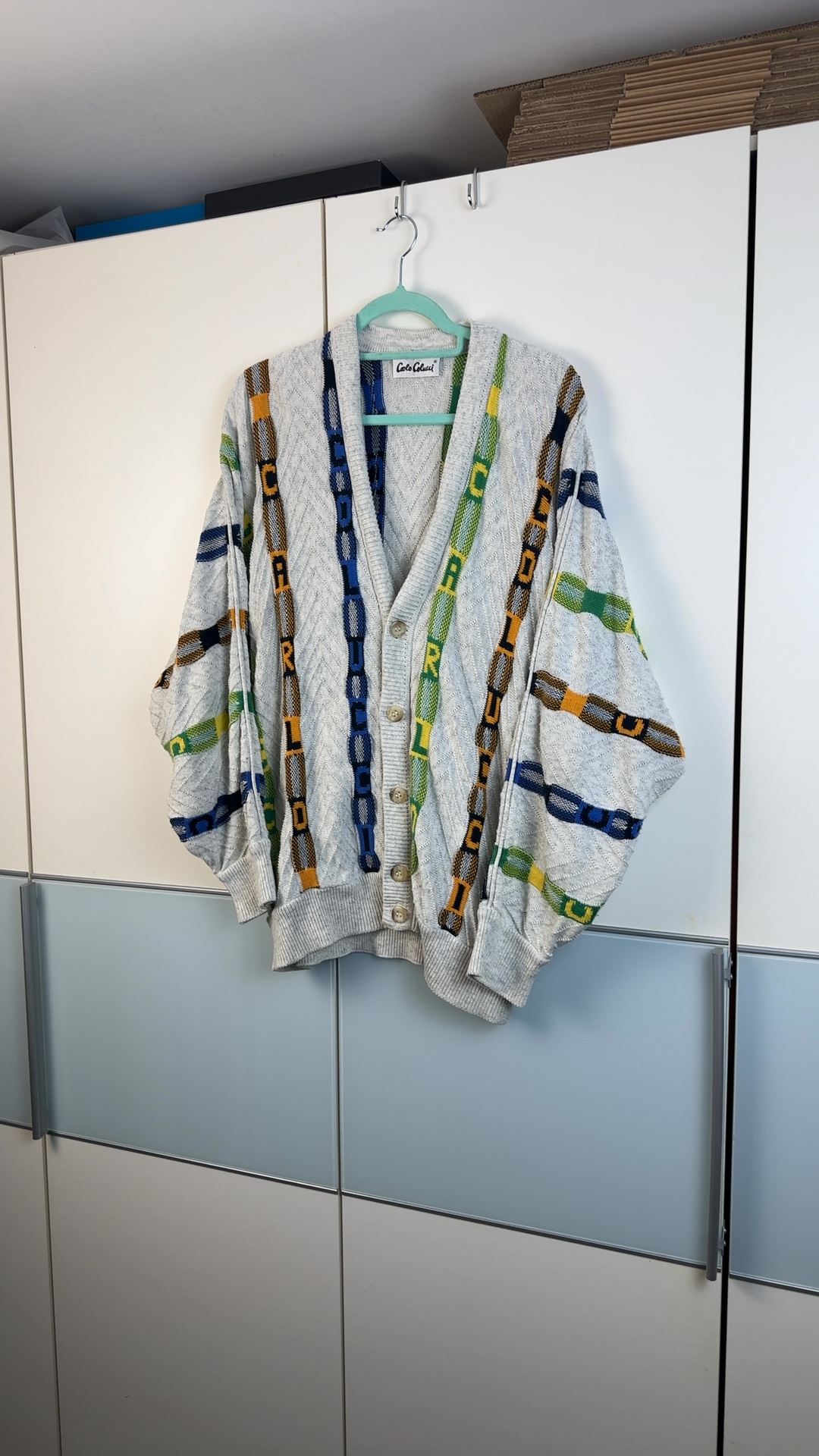 Carlo Colucci Vintage Strickjacke XL | Coogi Style Cardigan 90s