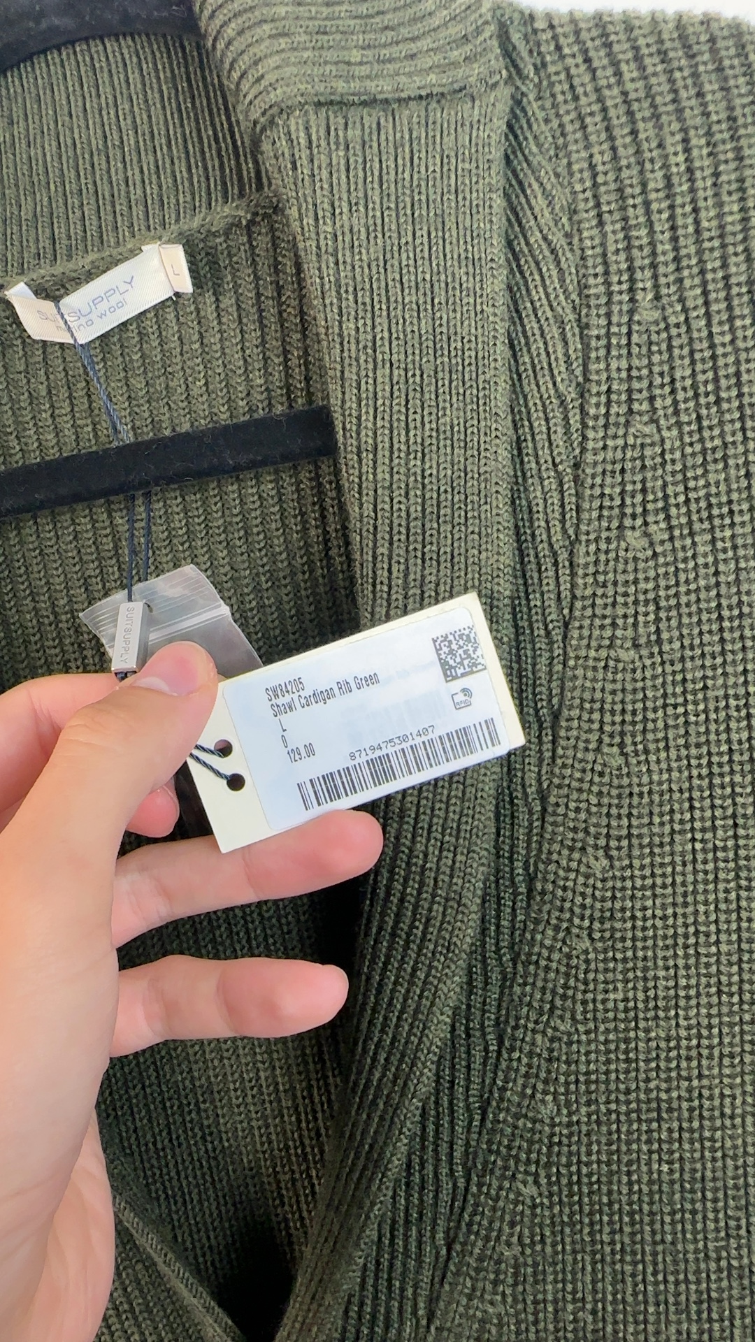 Suitsupply Herren Strick Cardigan Grün Gr. L | Neu mit Etikett image 5