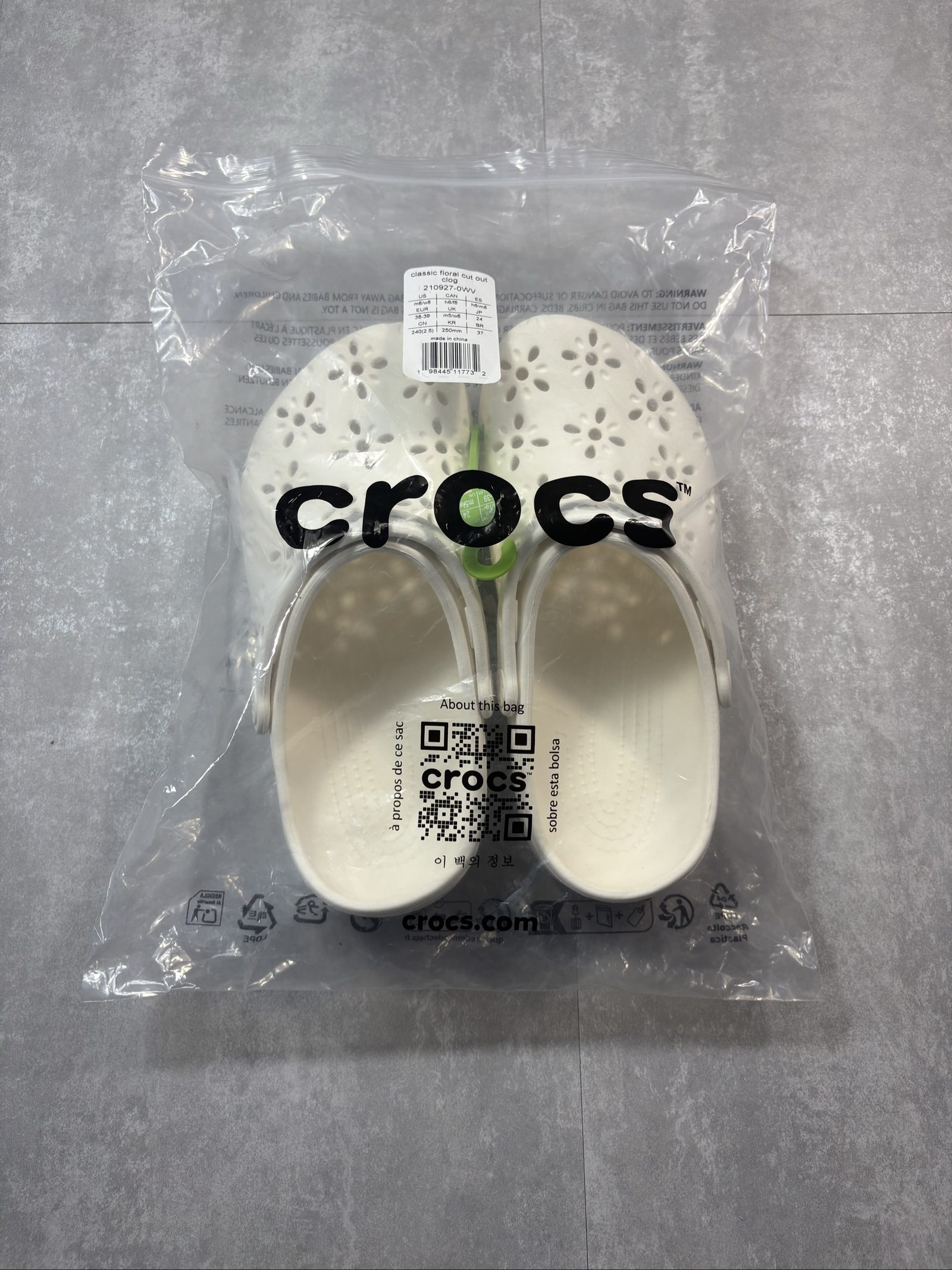 Crocs White/Beige Classic Floral Cut Out Clog UK W 6