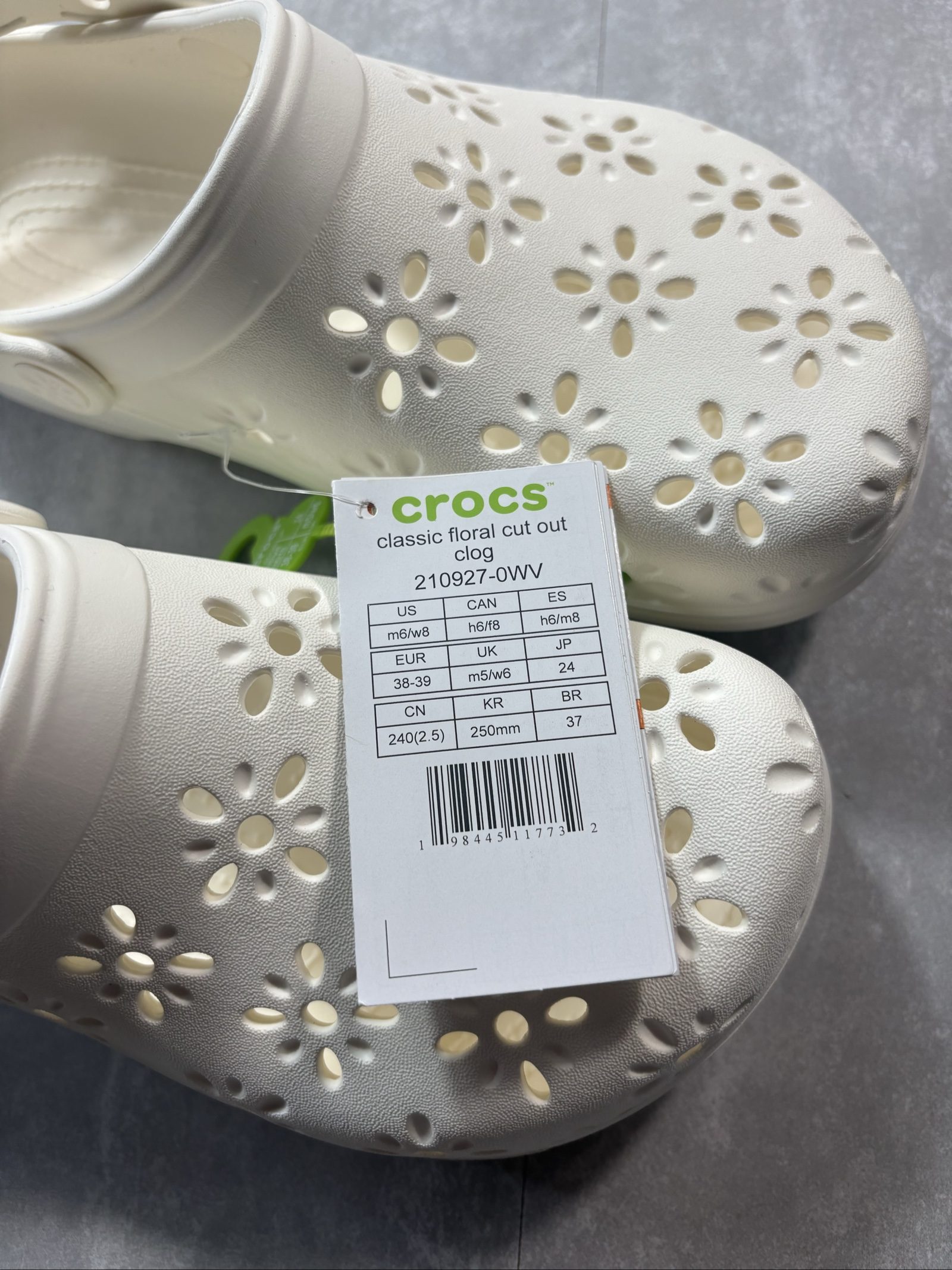 Crocs White/Beige Classic Floral Cut Out Clog UK W 6 image 5