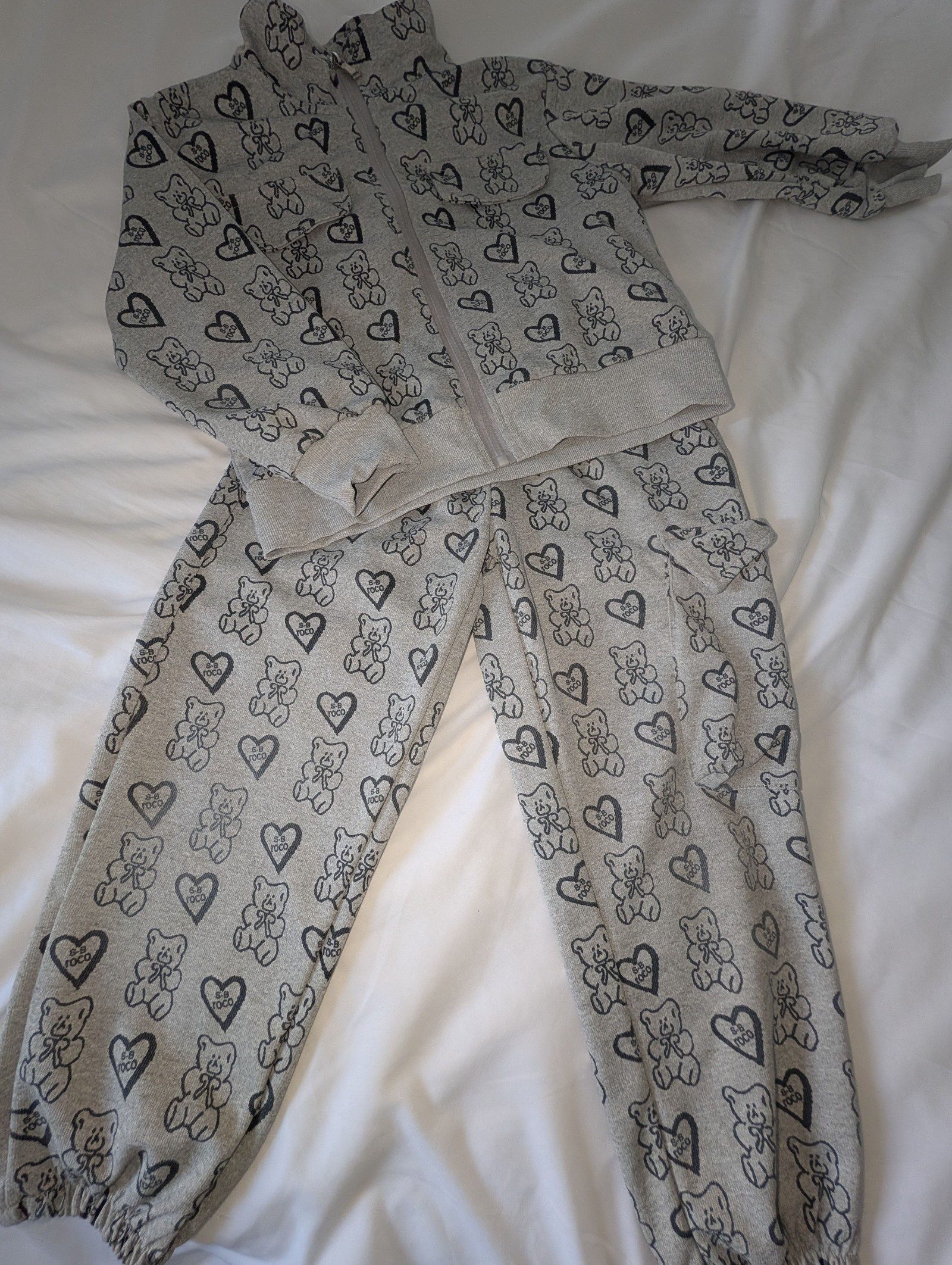 Grey Teddy Print Tracksuit