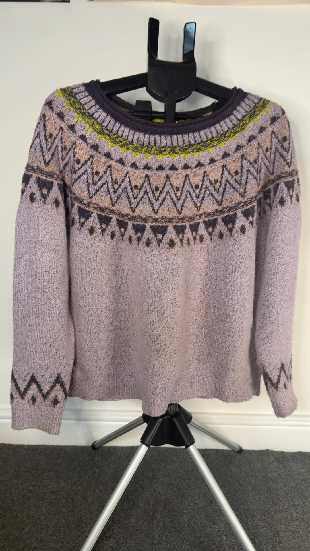 Weird Fish Womens Purple Patterned Knit Jumper Size 18 Acrylic