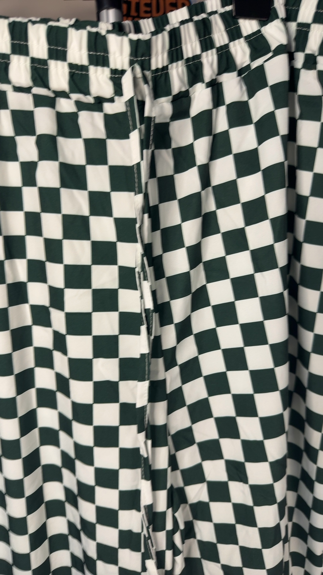 3XL Green & White Checkered Wide Leg Trousers Polyester & Elastane image 2