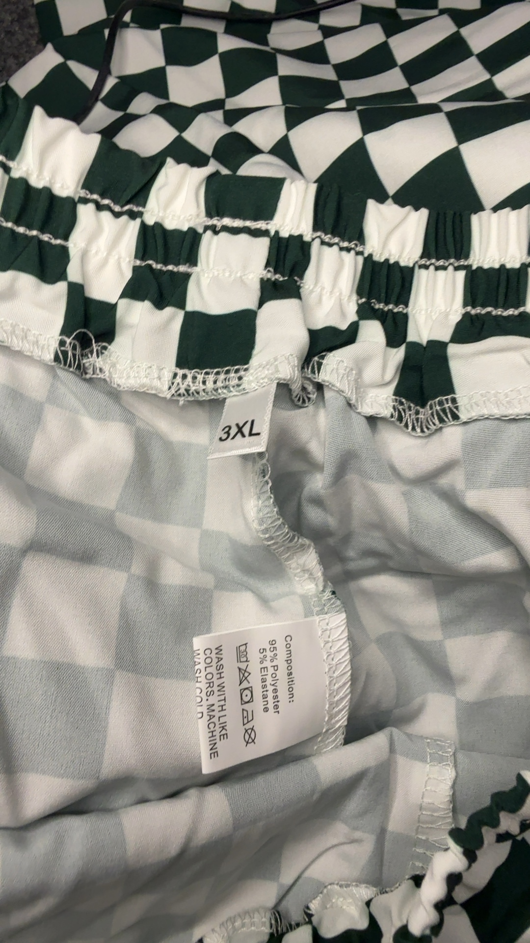 3XL Green & White Checkered Wide Leg Trousers Polyester & Elastane image 3