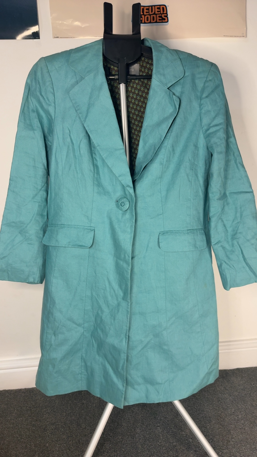 Per Una Marks & Spencer Women's Aqua 100% Linen Trench UK 14