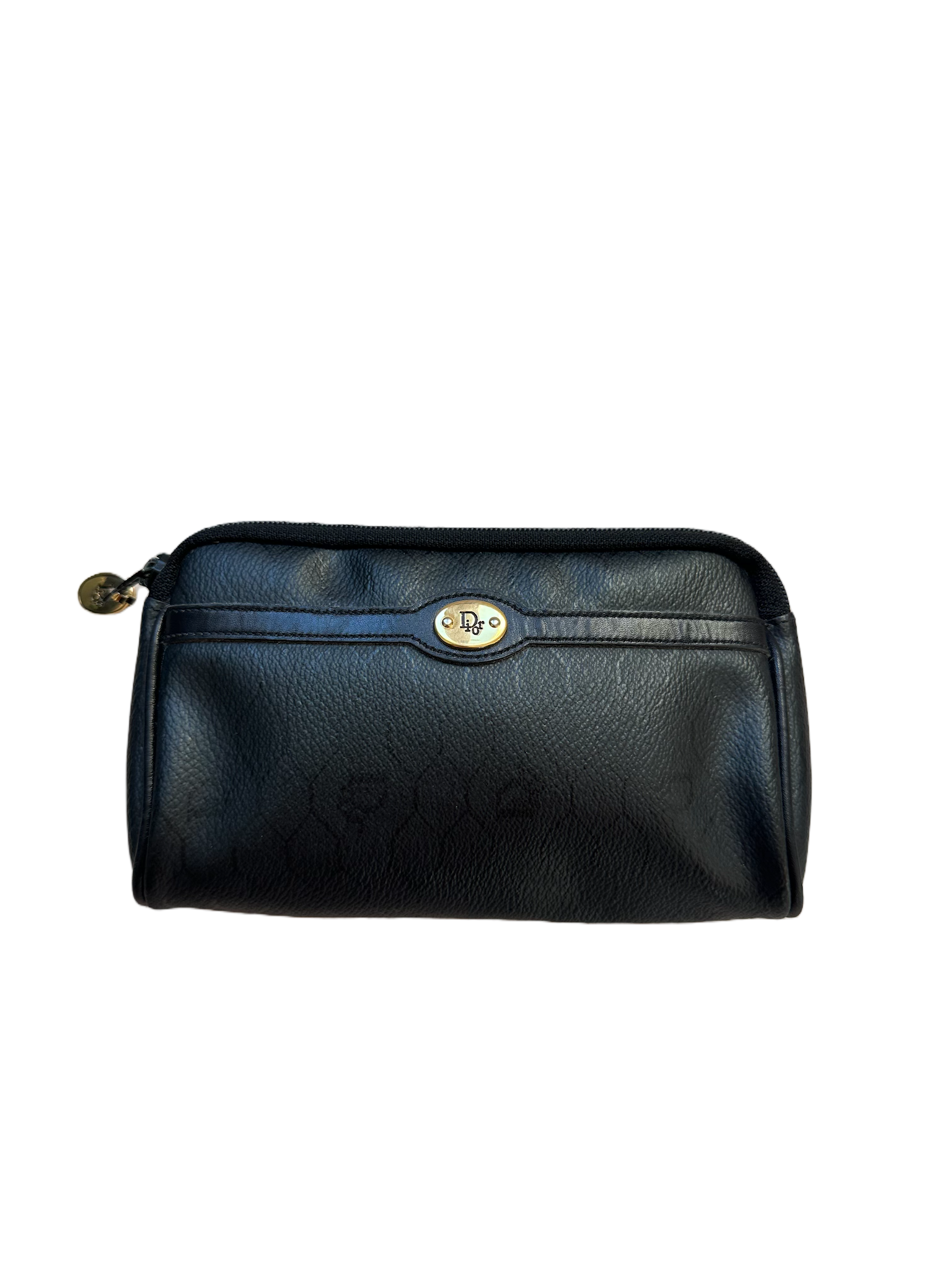 Christian Dior Black Honeycomb Monogram Pouch Vintage 1980s