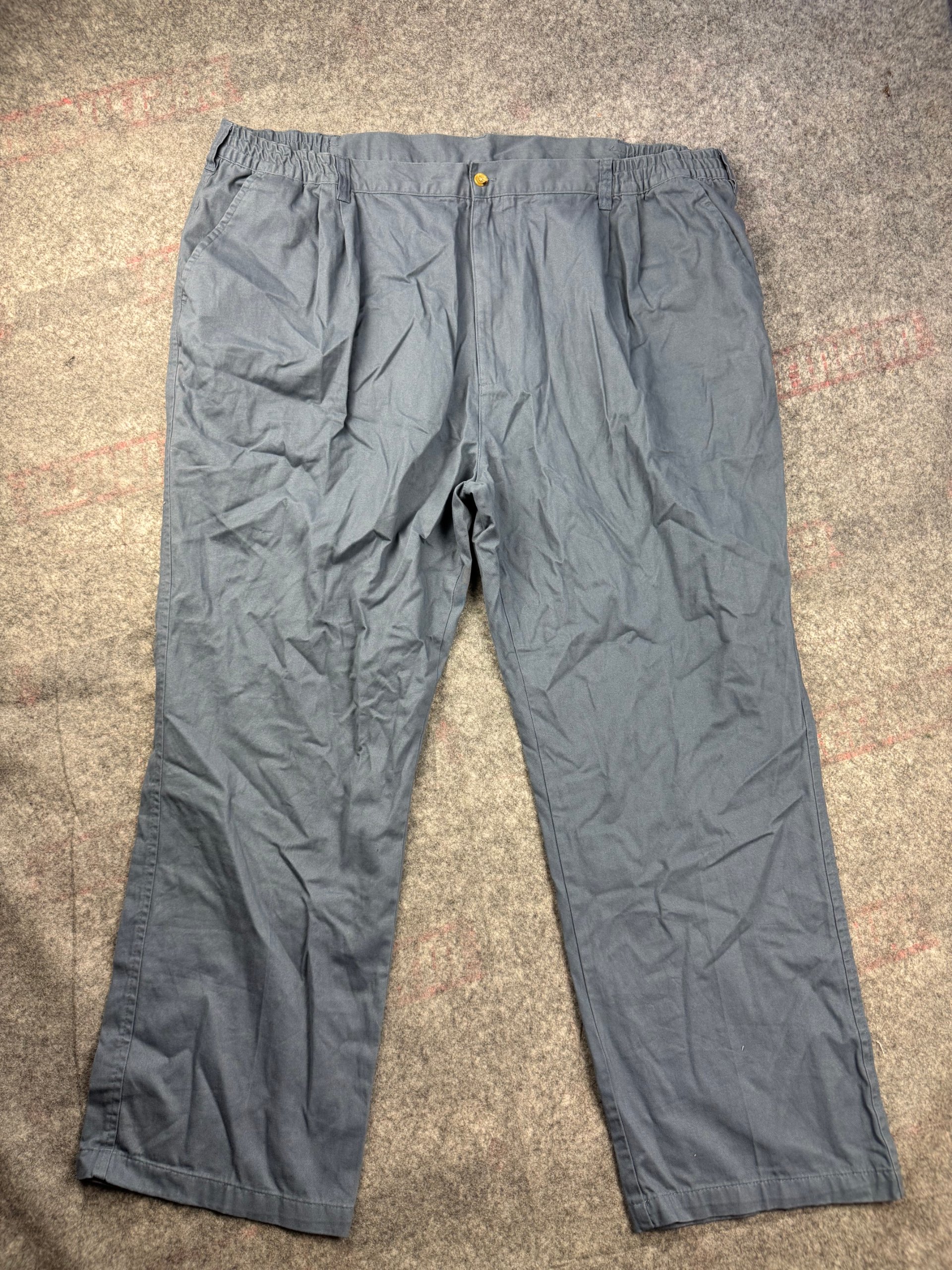 Cotton Twill Navy Relaxed Cargo Trousers Elastic Waist Large 48W