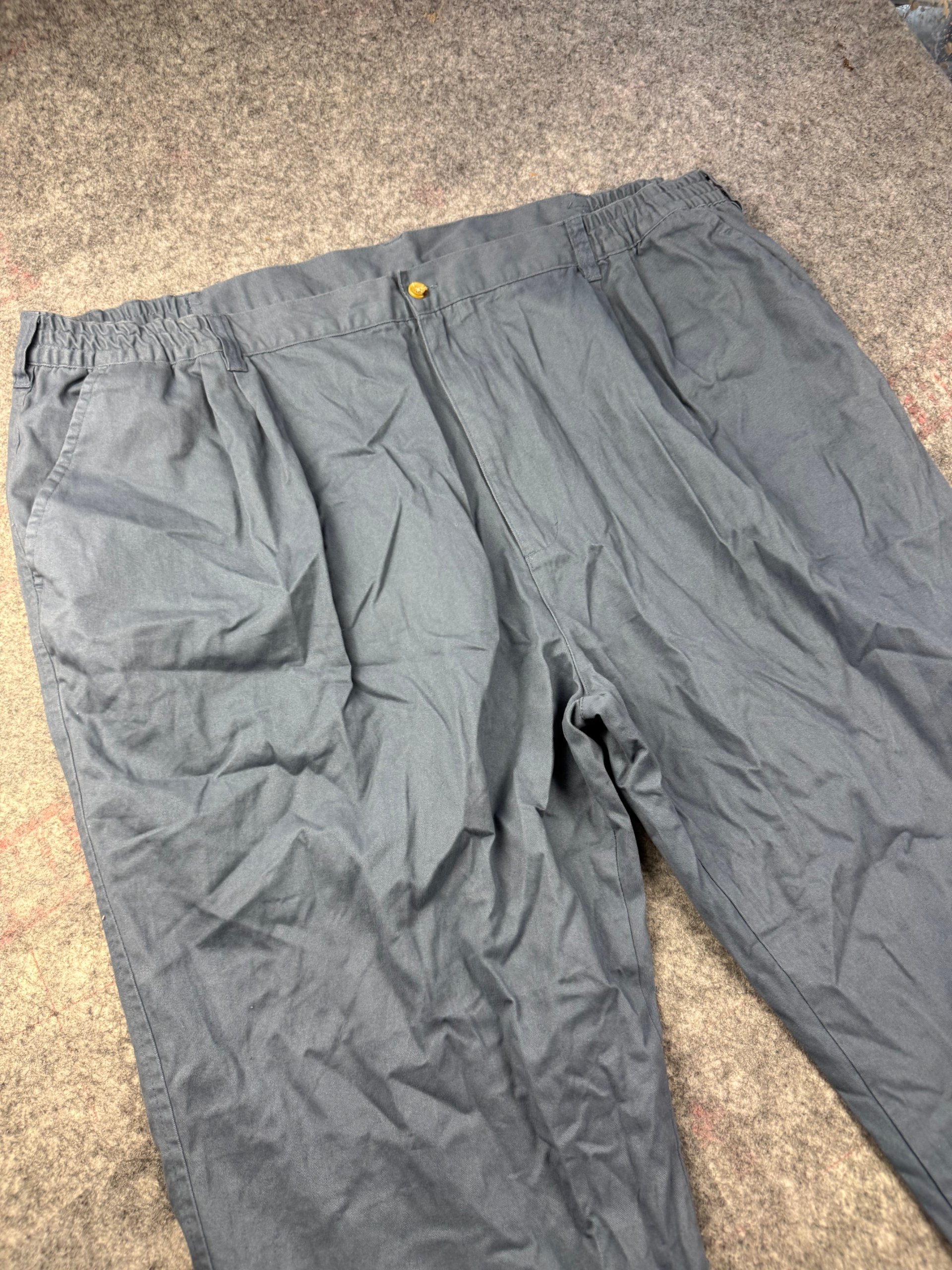 Cotton Twill Navy Relaxed Cargo Trousers Elastic Waist Large 48W image 2