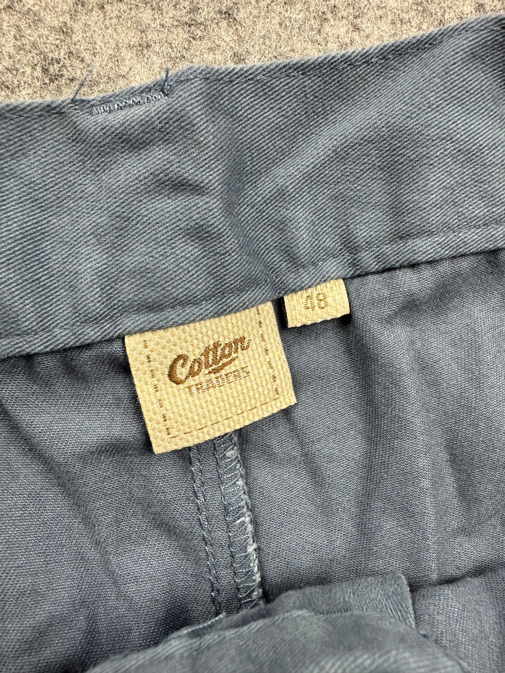 Cotton Twill Navy Relaxed Cargo Trousers Elastic Waist Large 48W image 3