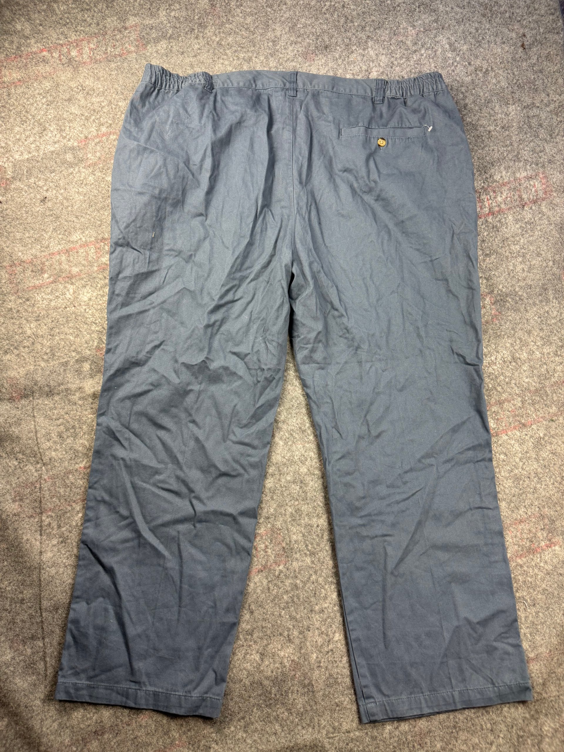 Cotton Twill Navy Relaxed Cargo Trousers Elastic Waist Large 48W image 4