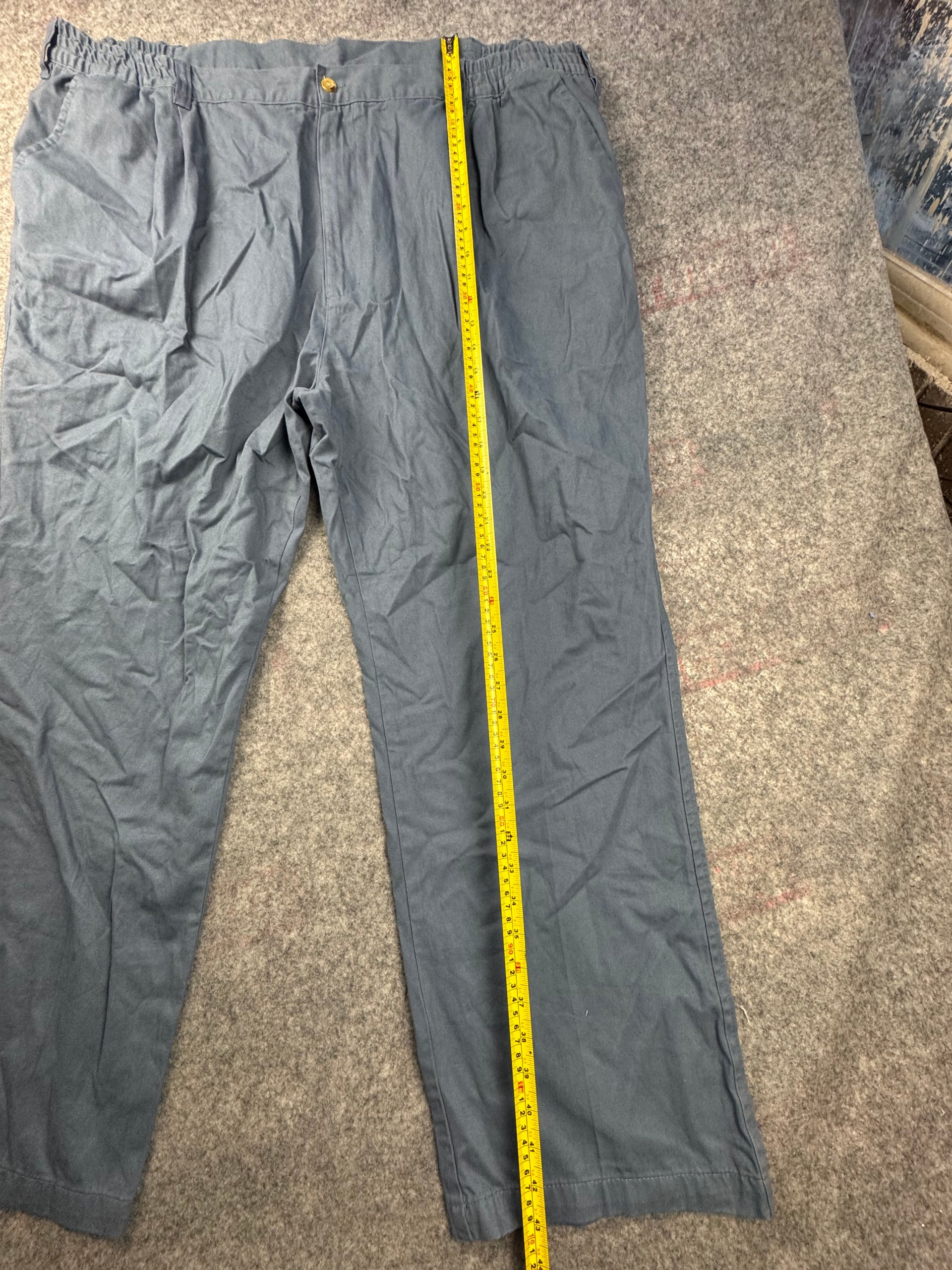 Cotton Twill Navy Relaxed Cargo Trousers Elastic Waist Large 48W image 7