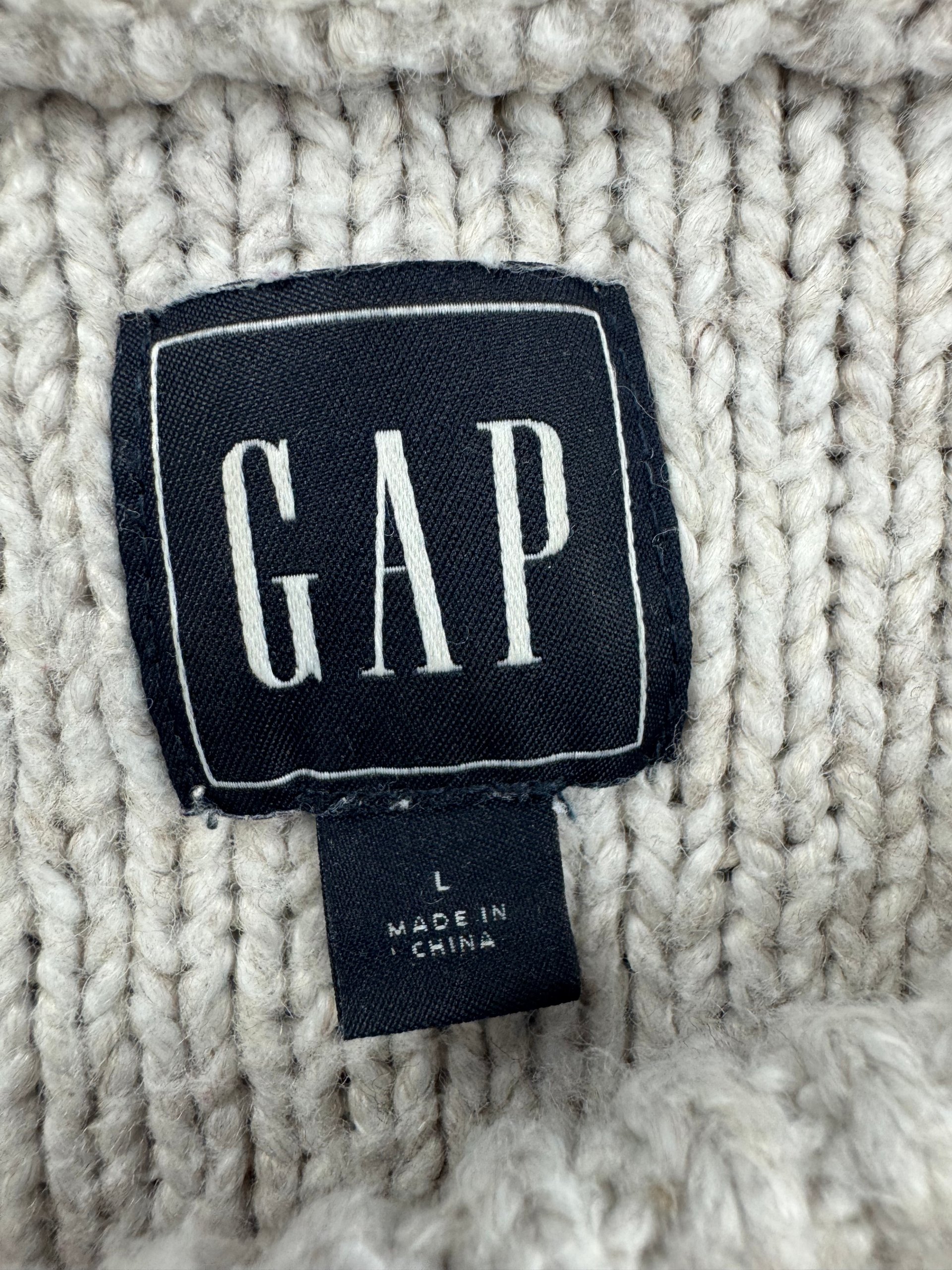 GAP Stone Textured Knit Crew Jumper Large Raglan Sleeve image 3