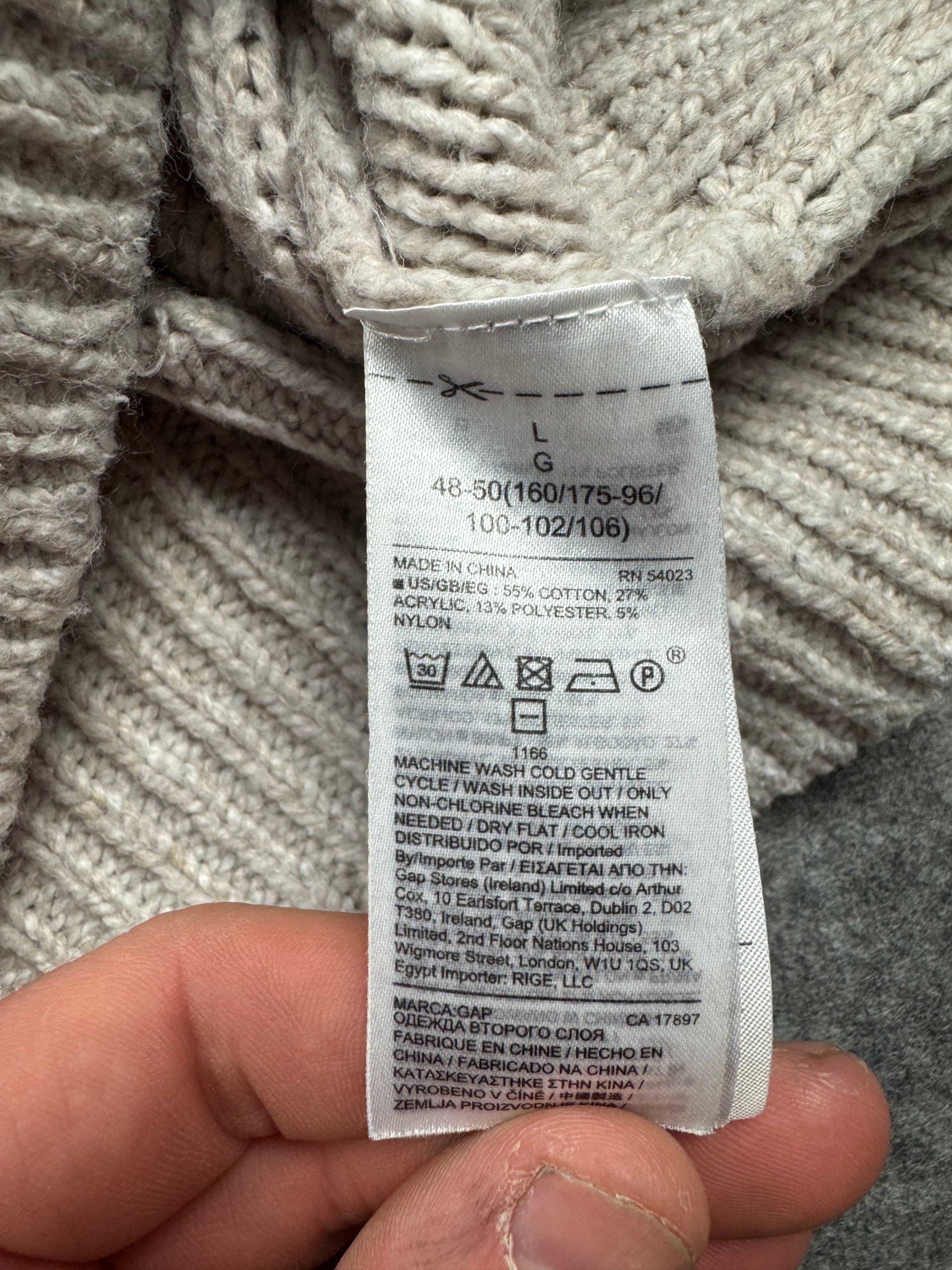 GAP Stone Textured Knit Crew Jumper Large Raglan Sleeve image 5