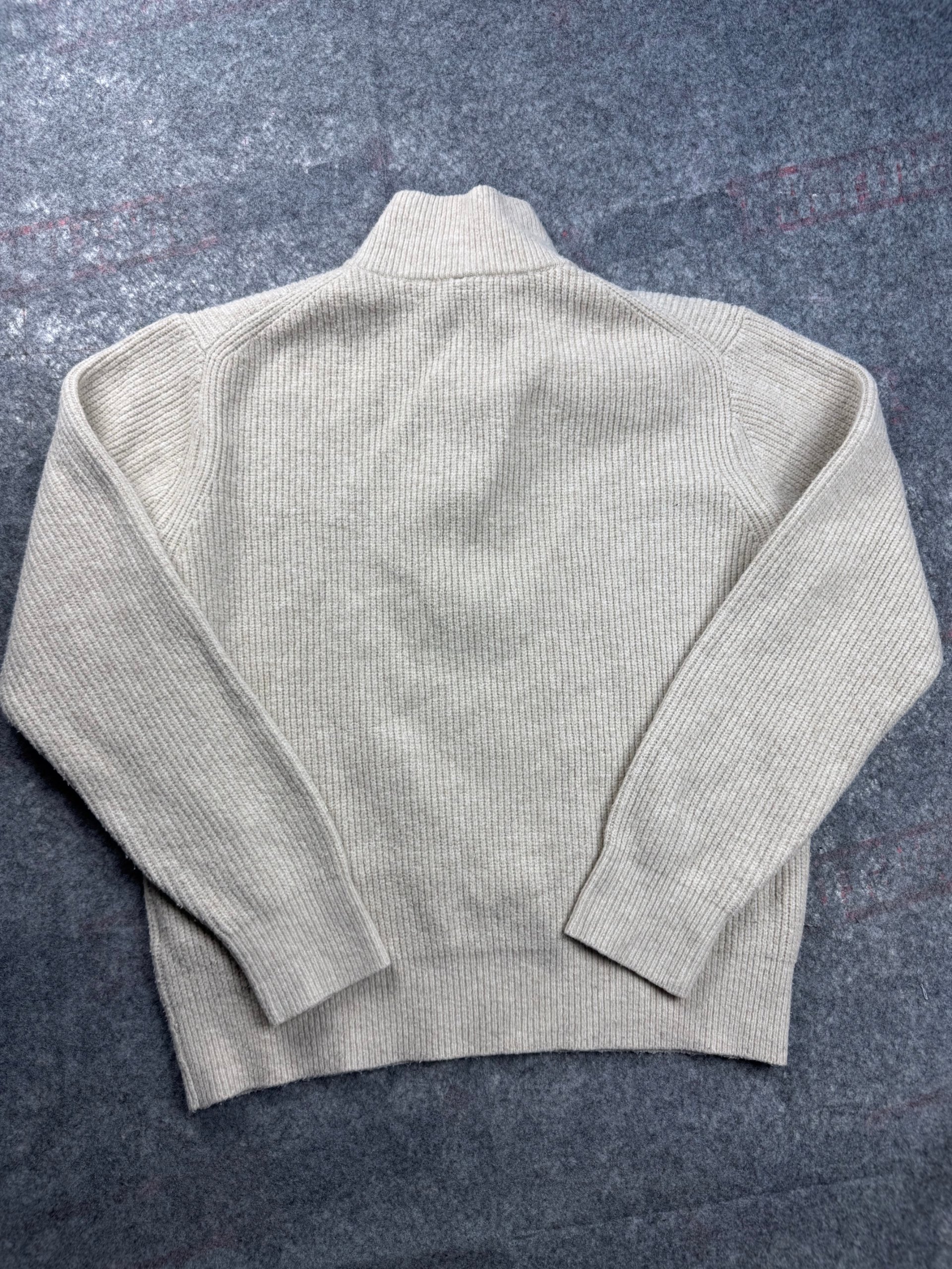 Uniqlo Cream Ribbed Half Zip Sweater Men’s M Wool Blend image 4