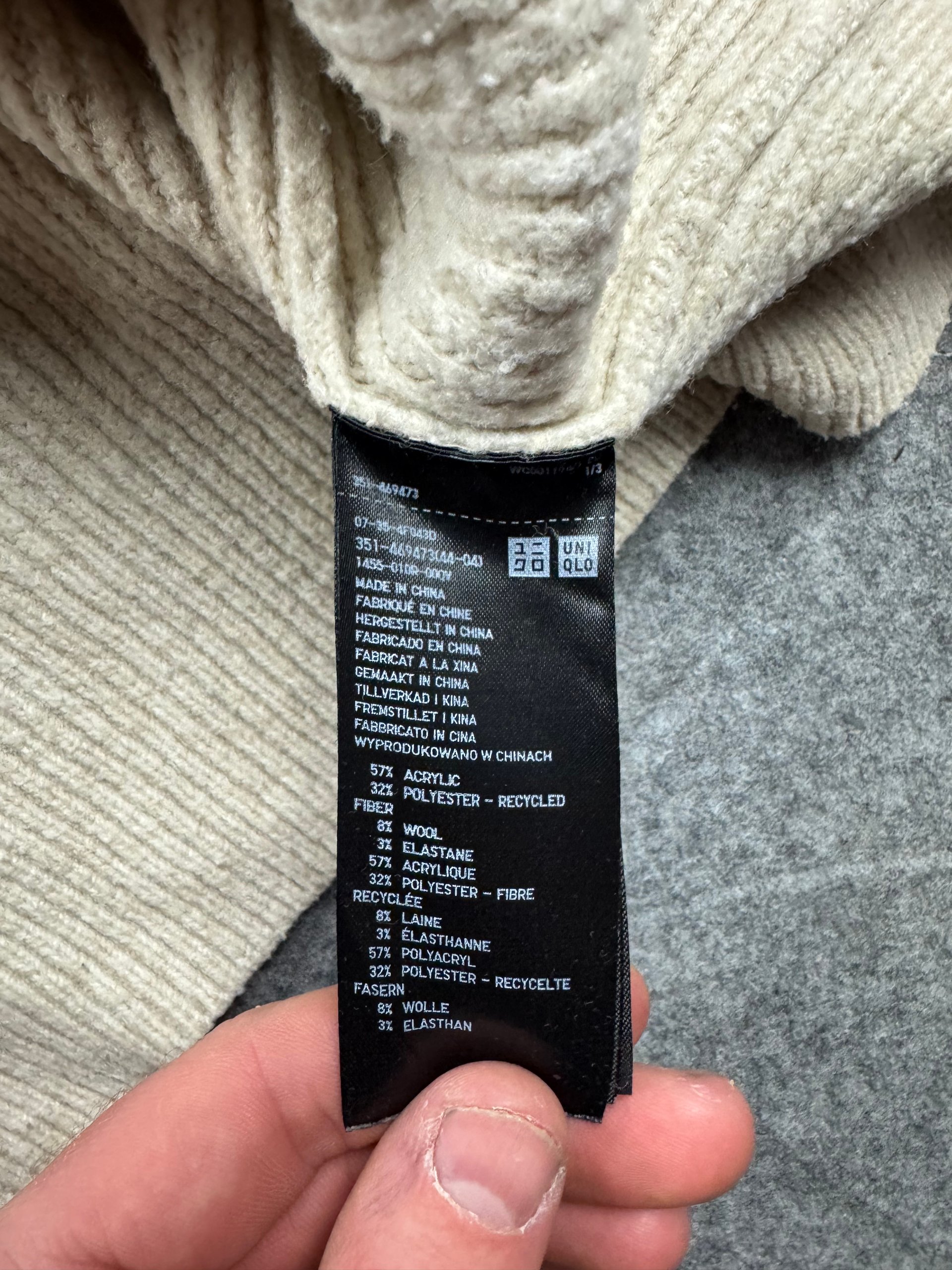 Uniqlo Cream Ribbed Half Zip Sweater Men’s M Wool Blend image 5