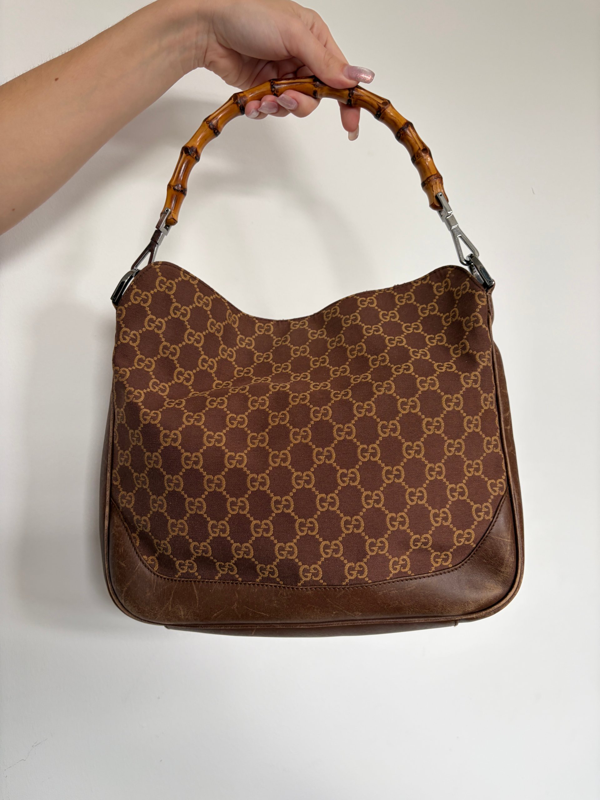Gucci Brown GG Canvas Bamboo Handle Shoulder Bag image 2
