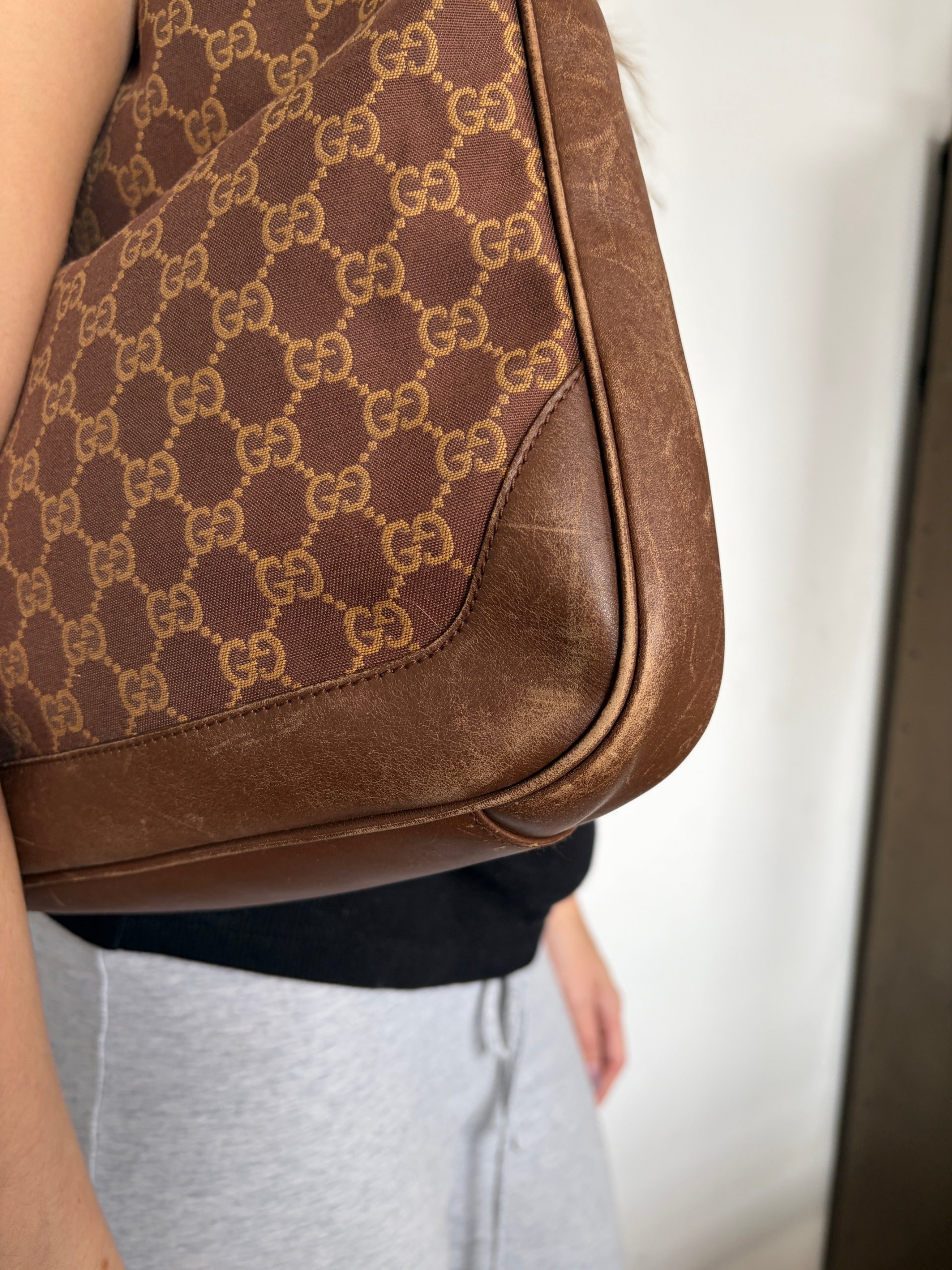 Gucci Brown GG Canvas Bamboo Handle Shoulder Bag image 6