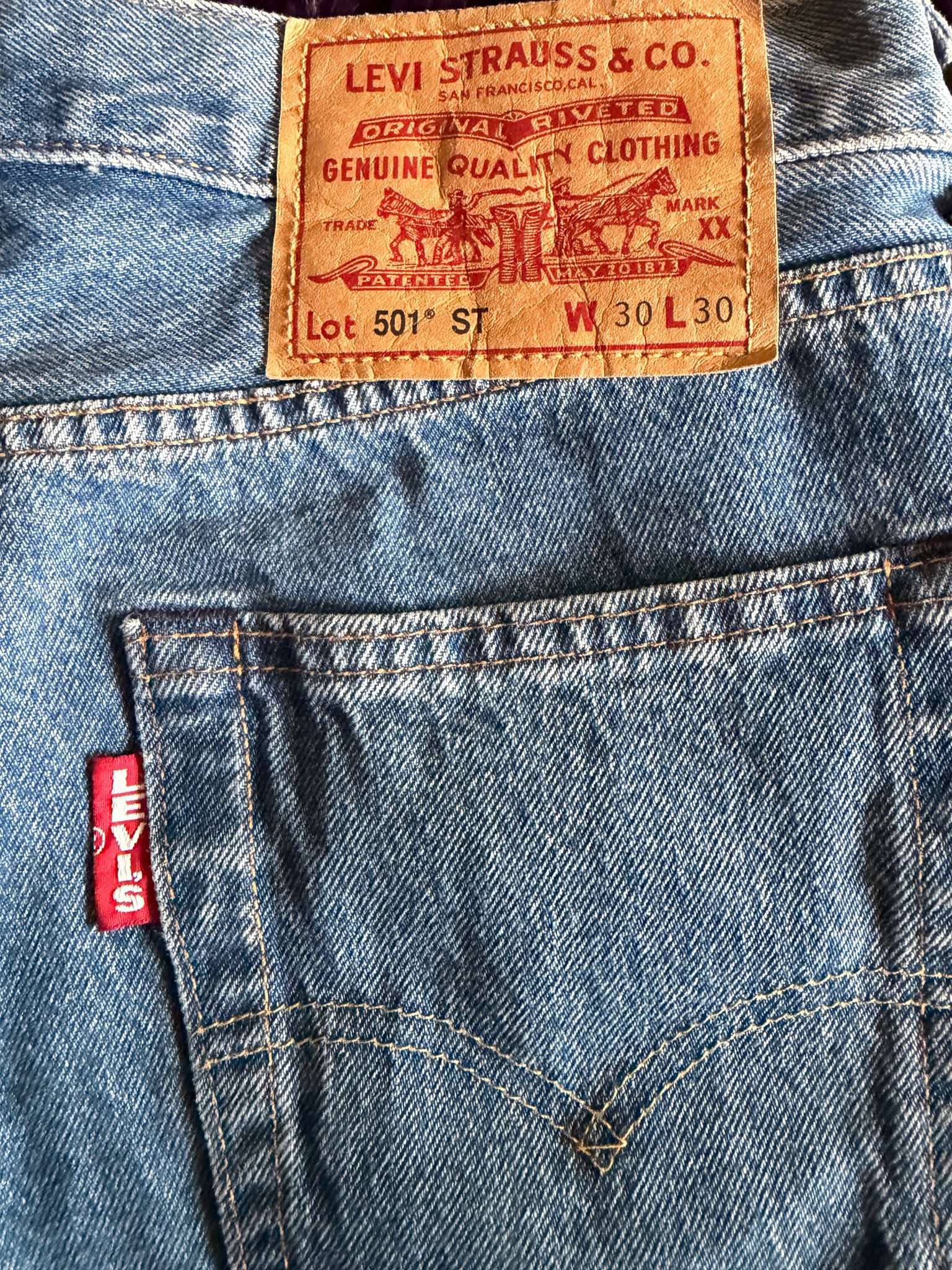 Levi's Blue 501 ST Straight Leg Jeans 30x30 Classic Denim image 4