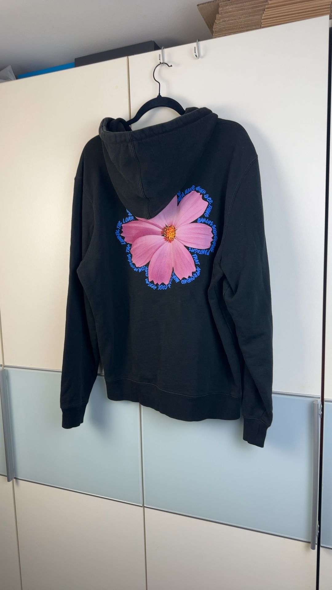 Stüssy Hoodie Schwarz Gr. L | Flower Graphic Backprint Kapuzenpullover image 10
