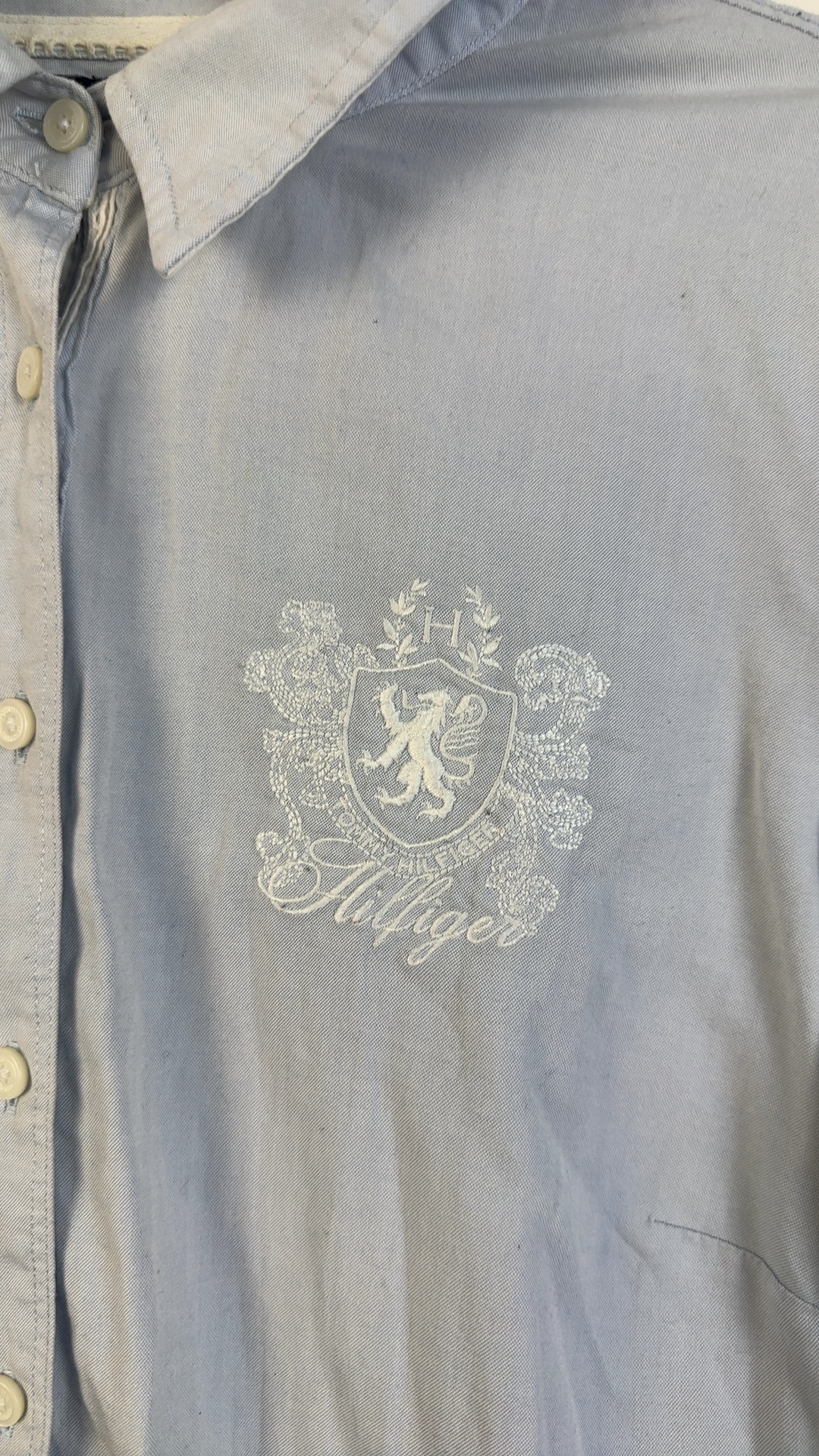 Tommy Hilfiger Damen Hemd Hellblau Gr. S | Bluse Logo Stickerei image 3