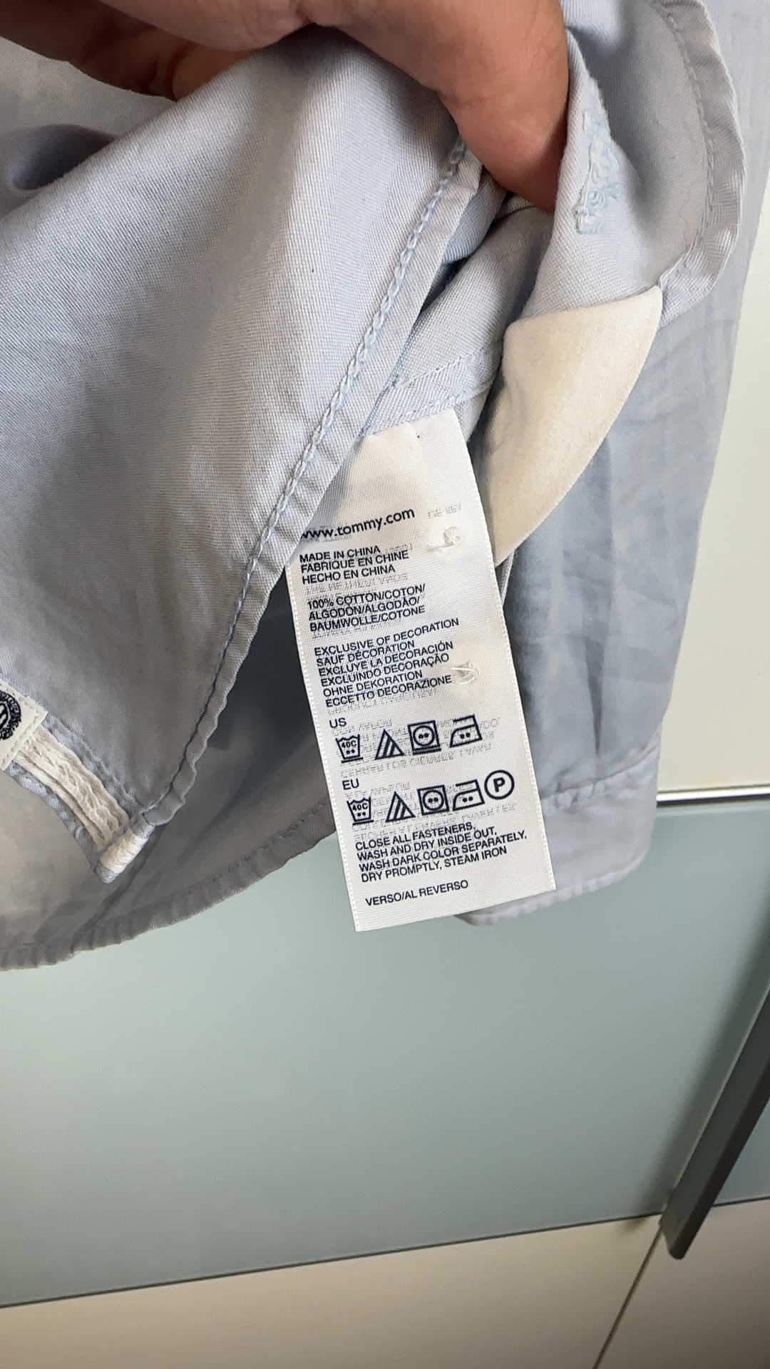 Tommy Hilfiger Damen Hemd Hellblau Gr. S | Bluse Logo Stickerei image 8